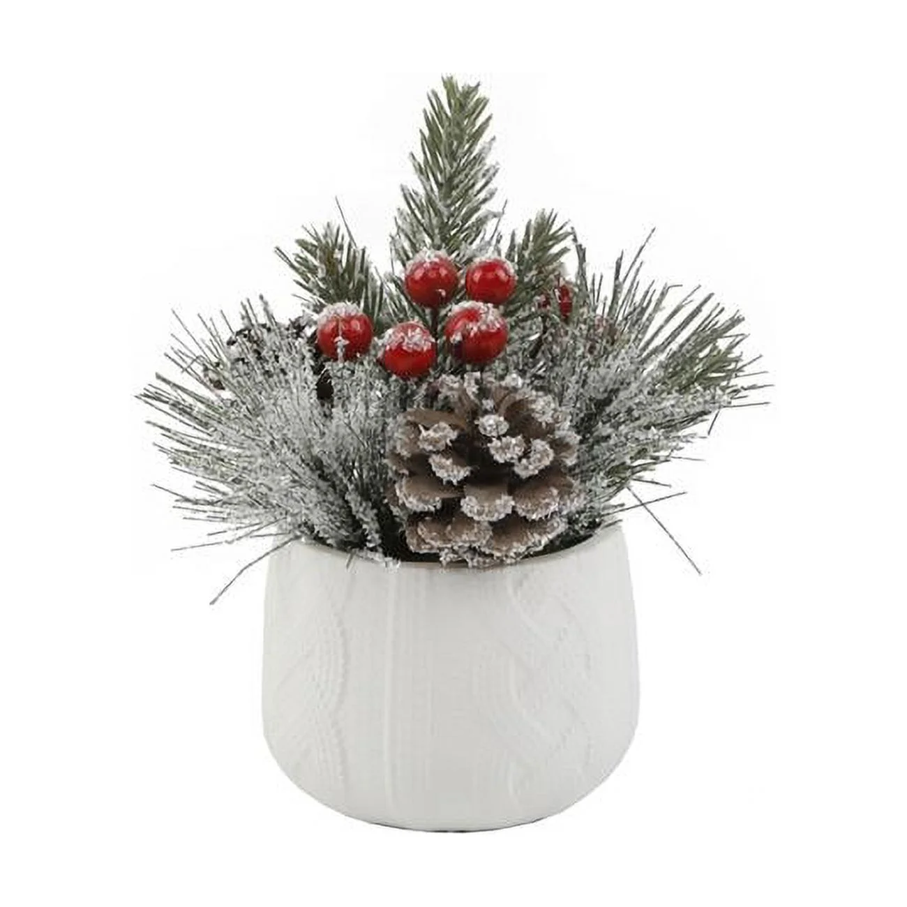 Flora Bunda CH2067E-WH Xmas Mix in  White Sweater Ceramic Pot 3.5X3.5X3