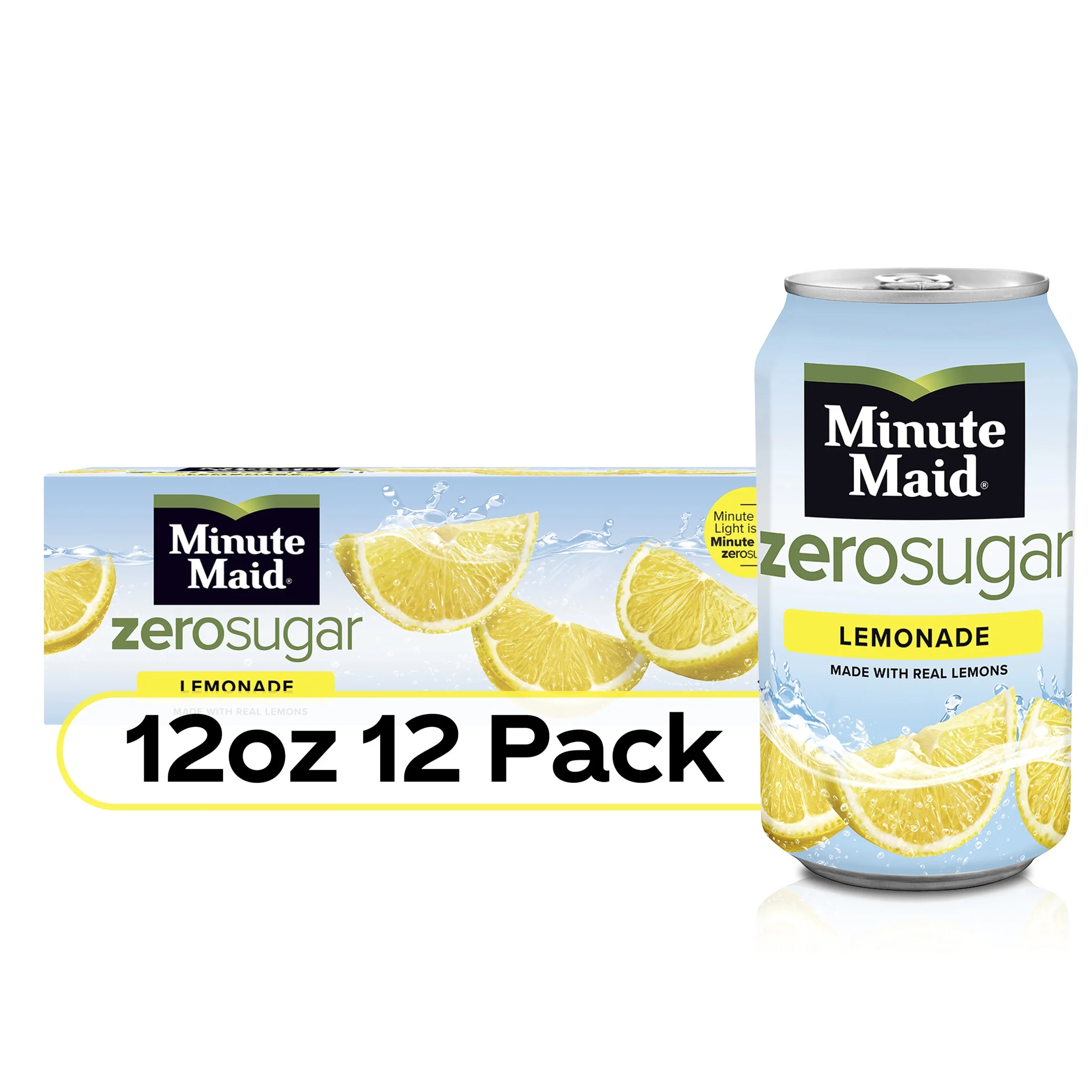 Minute Maid Zero Sugar Lemonade Fruit Juice, 12 fl oz, 12 Cans