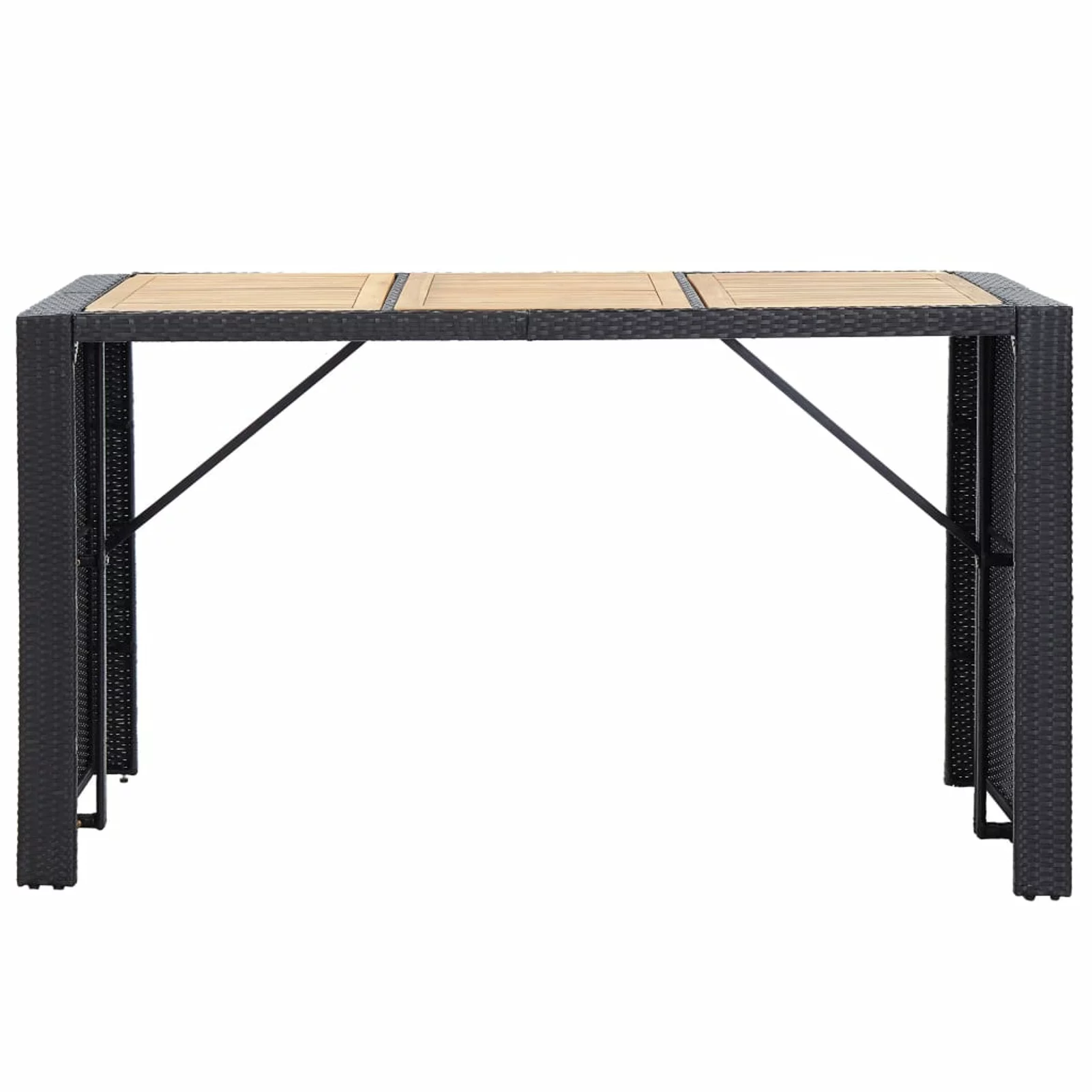 7 Piece Patio Bar Set with Cushions Poly Rattan Black