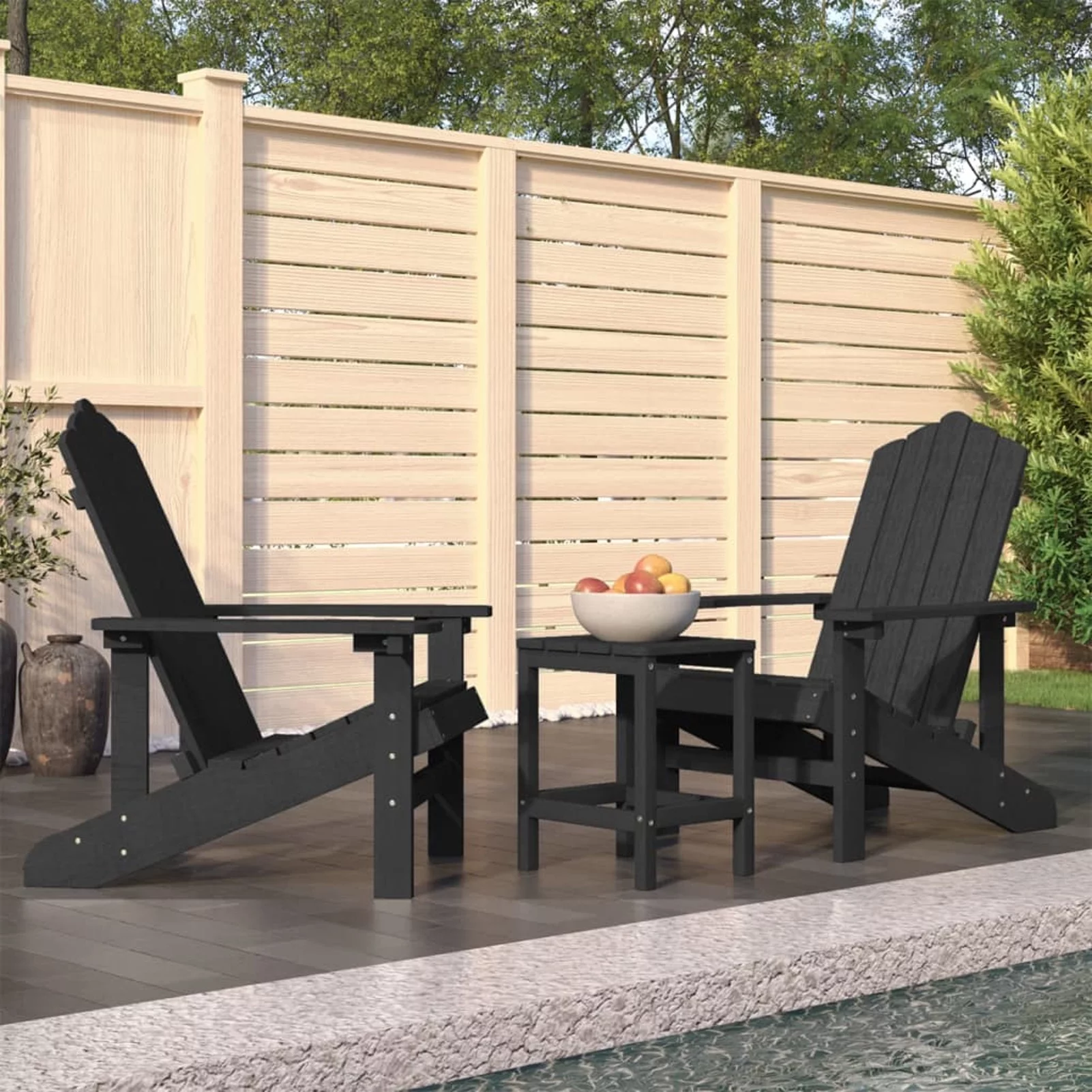 Aibecy Patio Adirondack Chairs with Table HDPE Anthracite