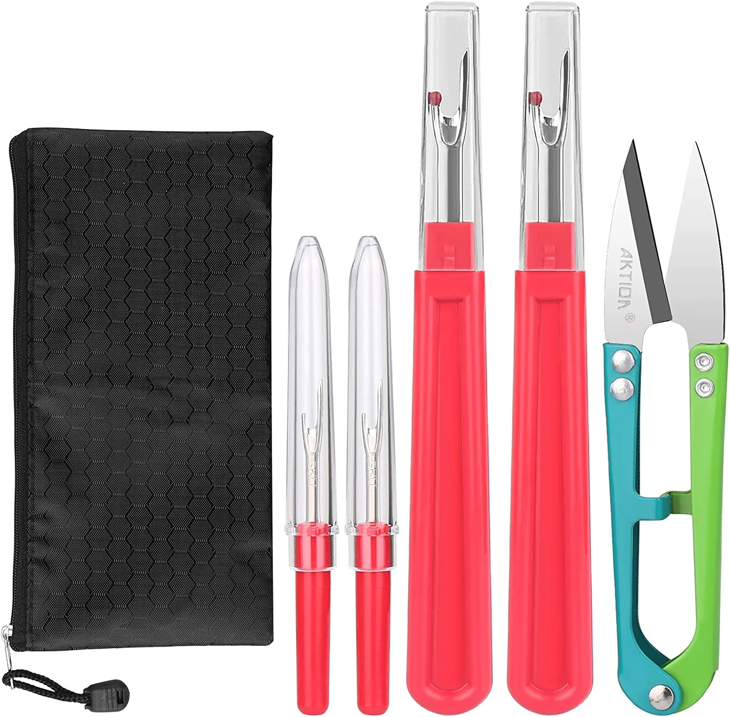 Seam Ripper, Sewing Stitch Ripper and Thread Remover Tool Kit, 2Big+2Small Thread Cutter and 1 Thread Snips (Red)