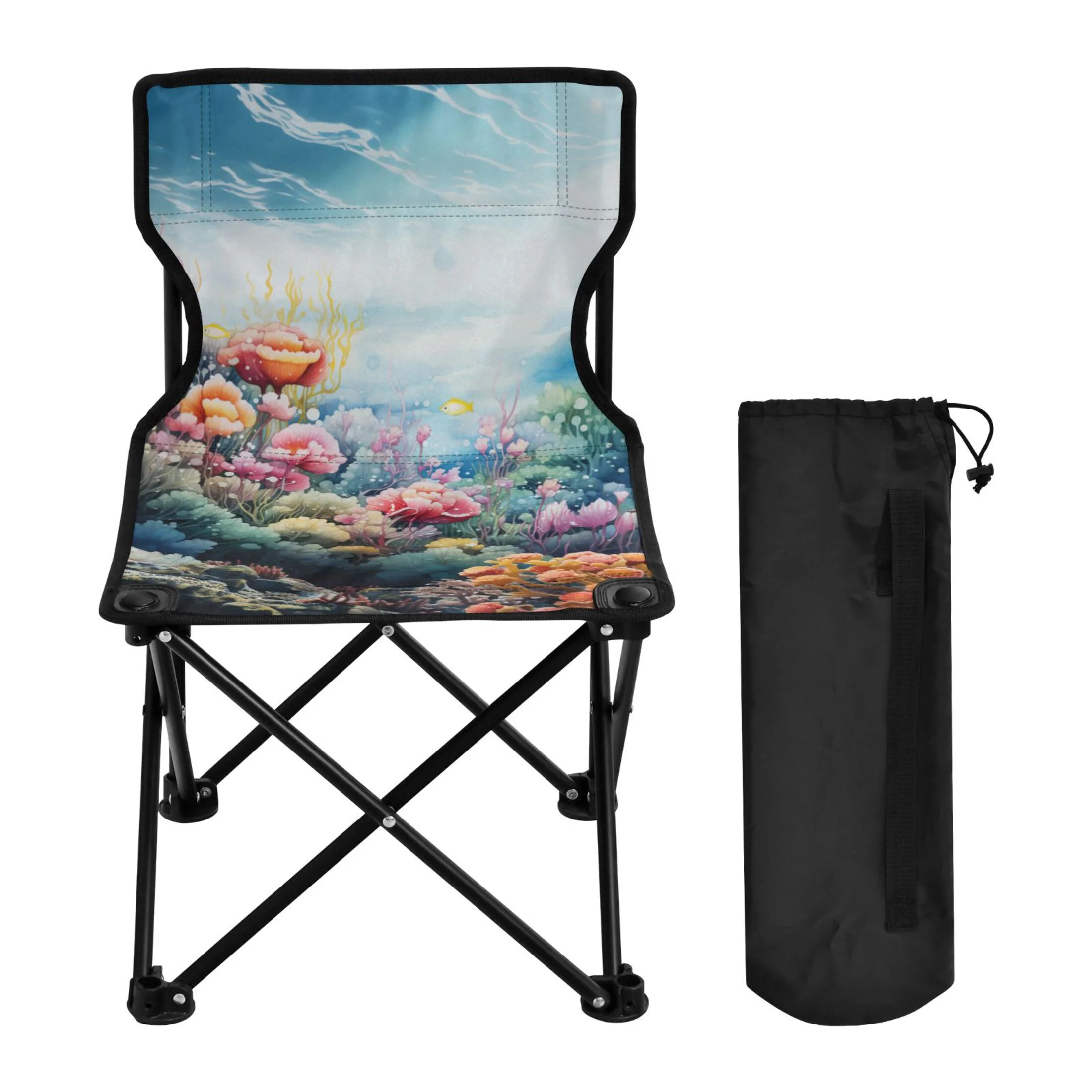 Flowers Landscape Portable Camping Chair Outdoor Folding Beach Chair Fishing Chair Lawn Chair with Carry Bag Support to 220LBS