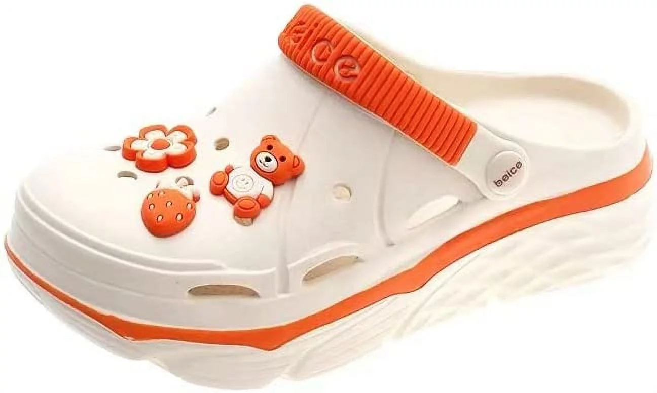 Women's Classic Clog Sandals with Shoe Charms, Comfortable Lightweight Indoor Outdoor Beach Garden Sandals Shoes Platform Shoes Slippers