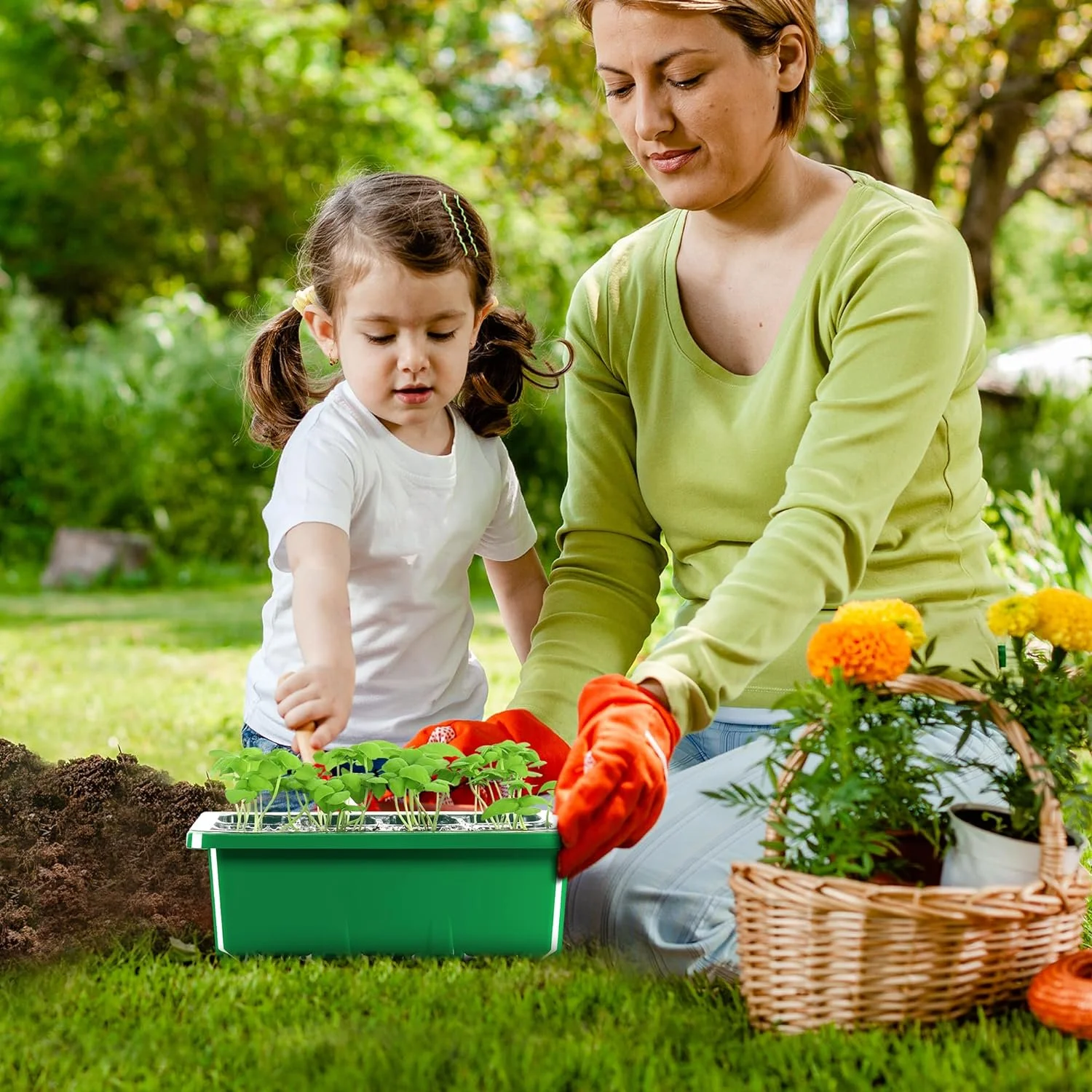 10 Packs Seed Starter Tray Seed Starter Kit with Humidity Dome (120 Cells Total Tray) Seed Starting Trays Plant Starter Kit and Base Mini Greenhouse Germination Kit, Green
