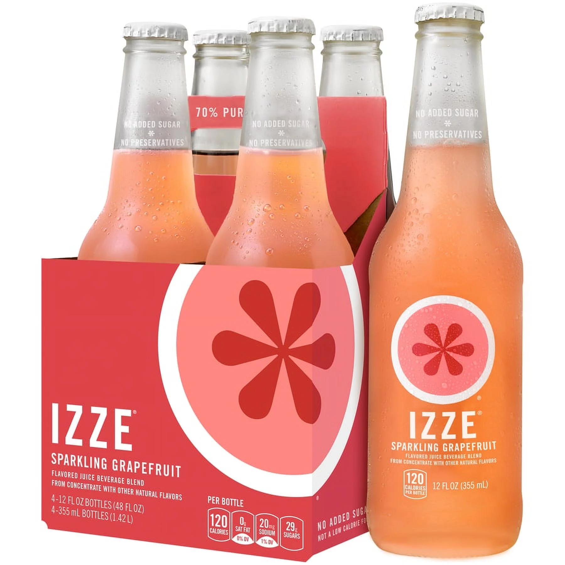 Izze Sparkling Grapefruit Juice Beverage, 12 Fl. Oz., 4 Count
