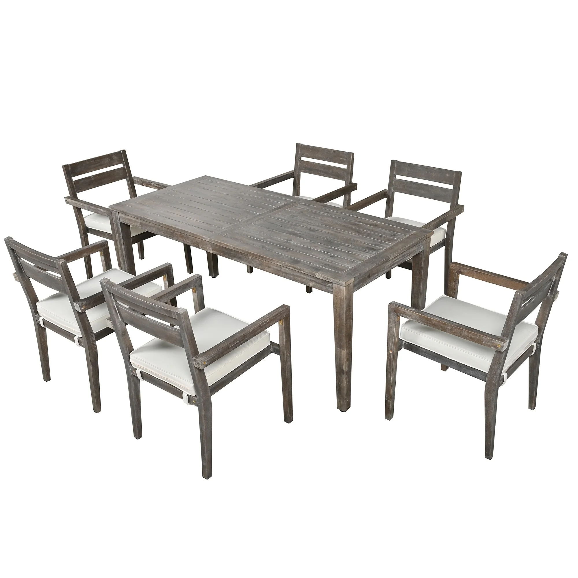 7 Pieces Patio Dining Set All Weather Backyard Conversation Set Grey