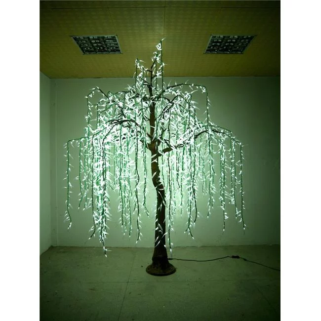 Queens of Christmas  10 ft. LED Weeping Willow Christmas Trees, Pure White