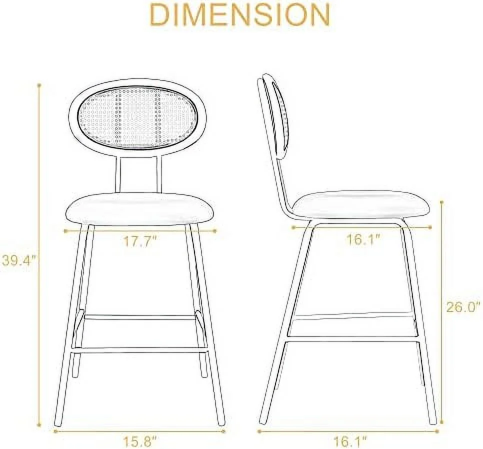 CGFHYP Mid Century Modern Rattan Backrest Dining Chair ， Green Velvet Upholstered Kitchen Side Chairs with Chromed Legs for Dining Living Room