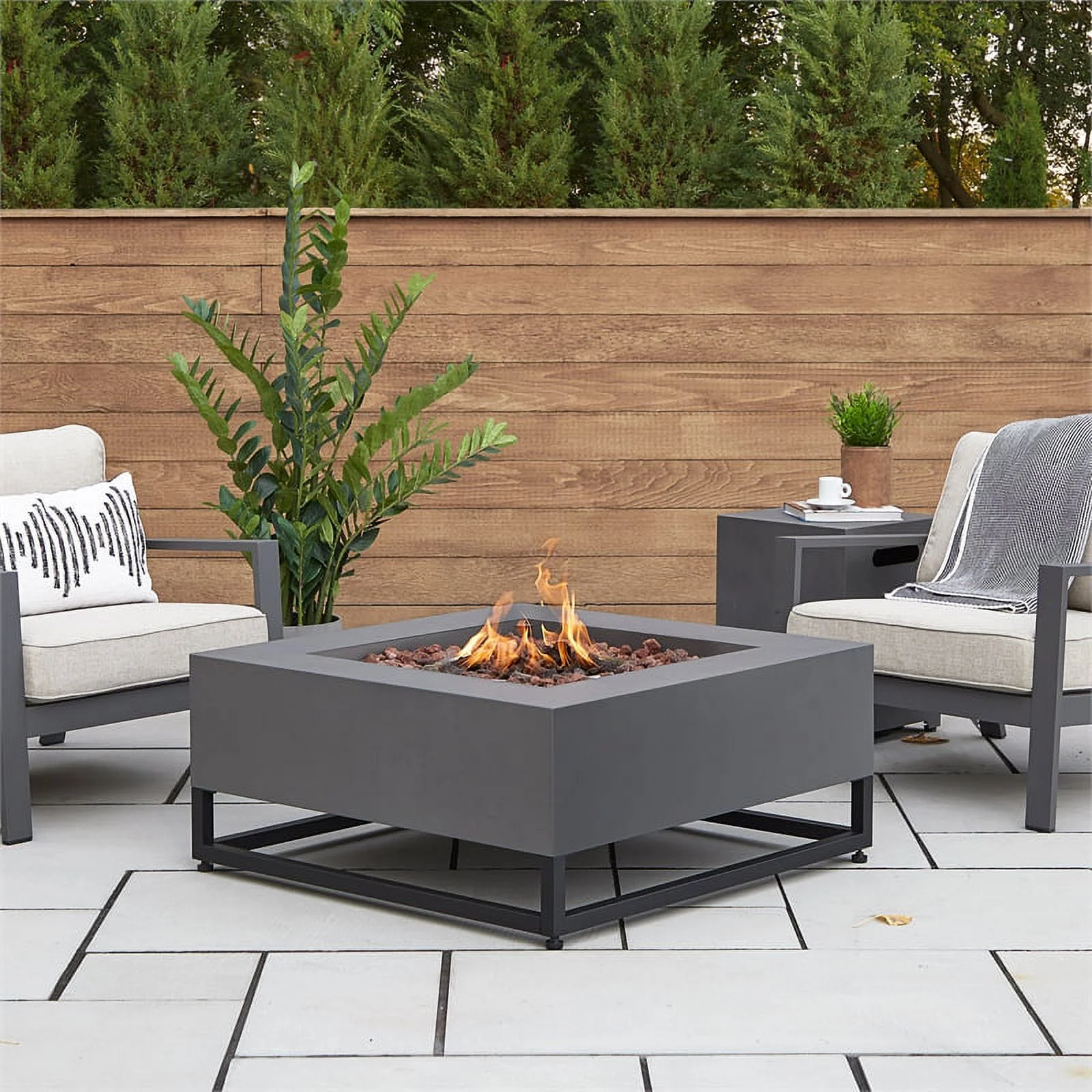 Real Flame Blake Metal Propane Fire Table with Conversion Kit in Slate Gray