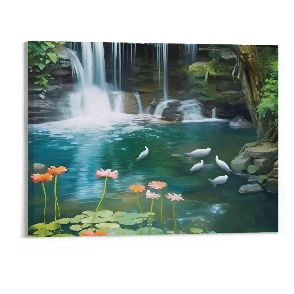 Shiartex Living Room Wall Decor Canvas Wall Art Picture 20x16in Fall Decor Waterfall Scenery 20x16in