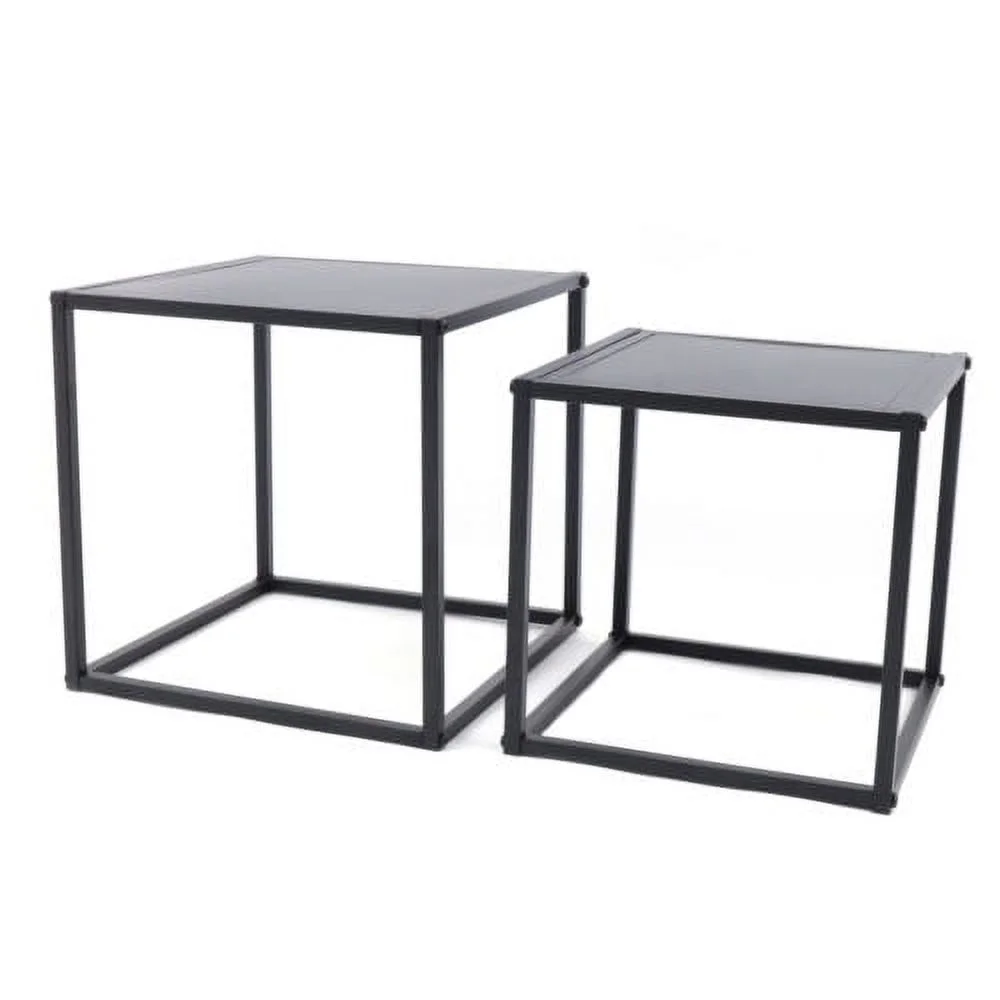 2pcs Square Metal End Table Home Flower Plants Stand Display Coffee Side Table