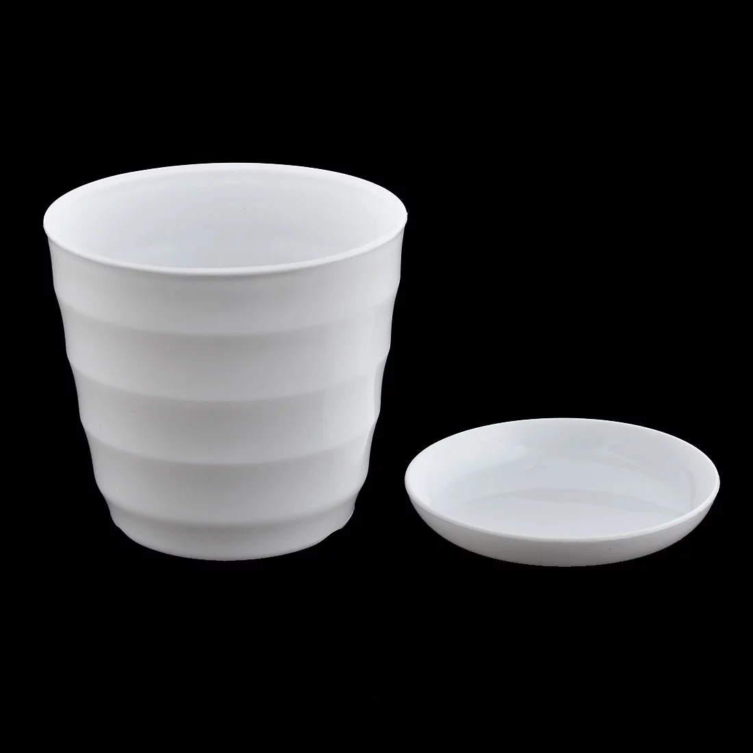 Uxcell Parterre Farm Home Plastic Round Design Flower Planter Pot Tray White