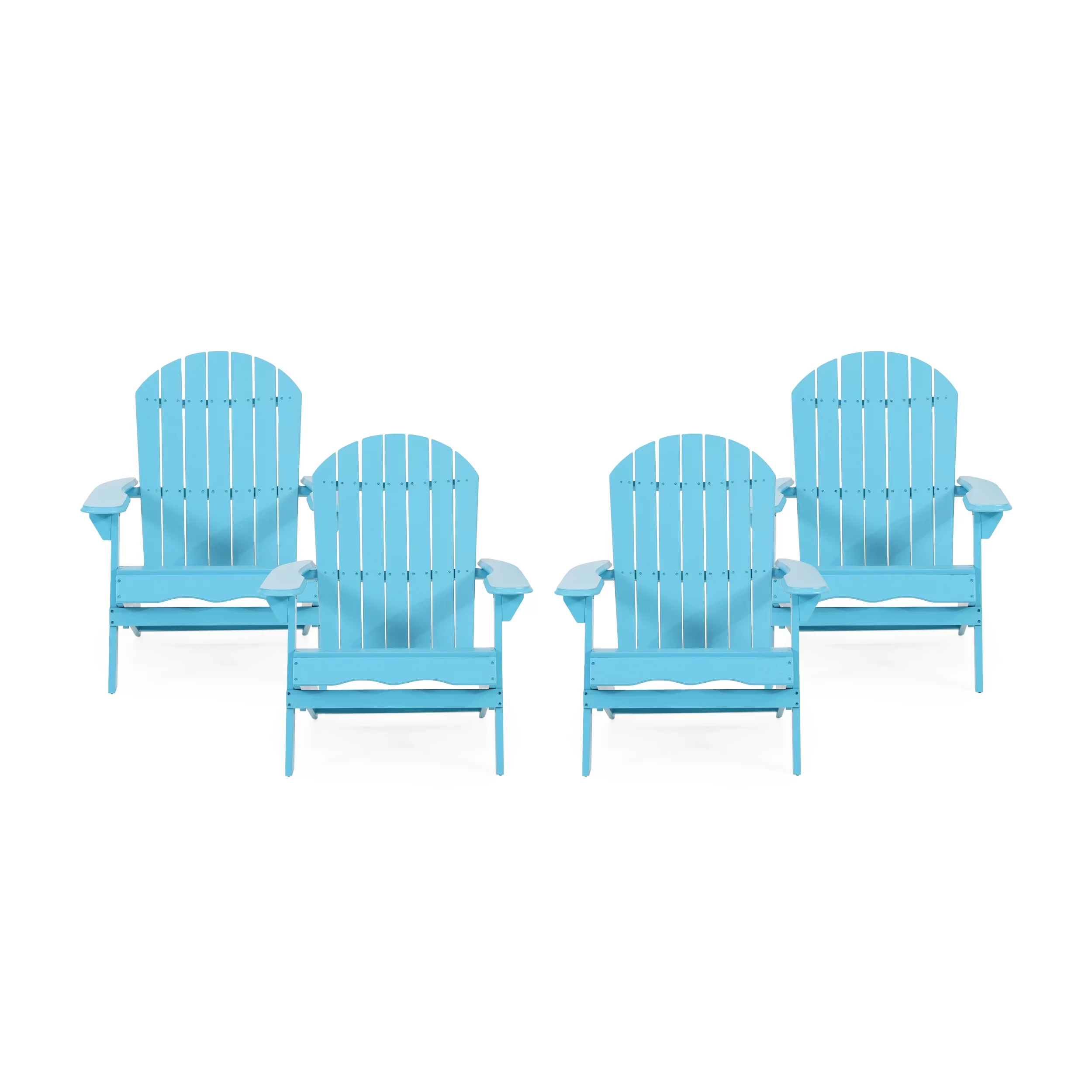 Noble House Carla Folding Acacia Wood Adirondack Chair - Teal (Set of 4)