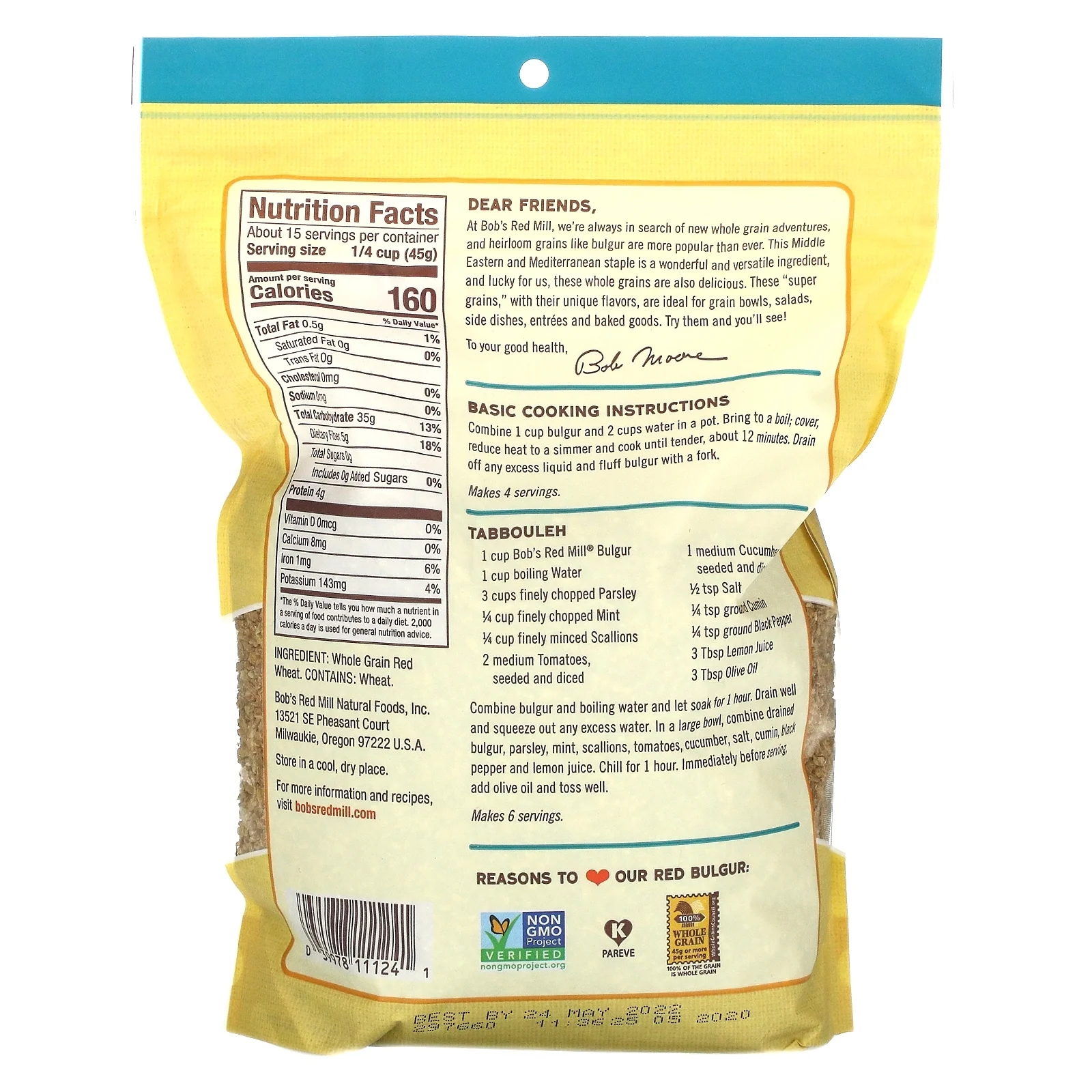 Bob's Red Mill, Red Bulgur, Whole Grain, 24 oz Pack of 3