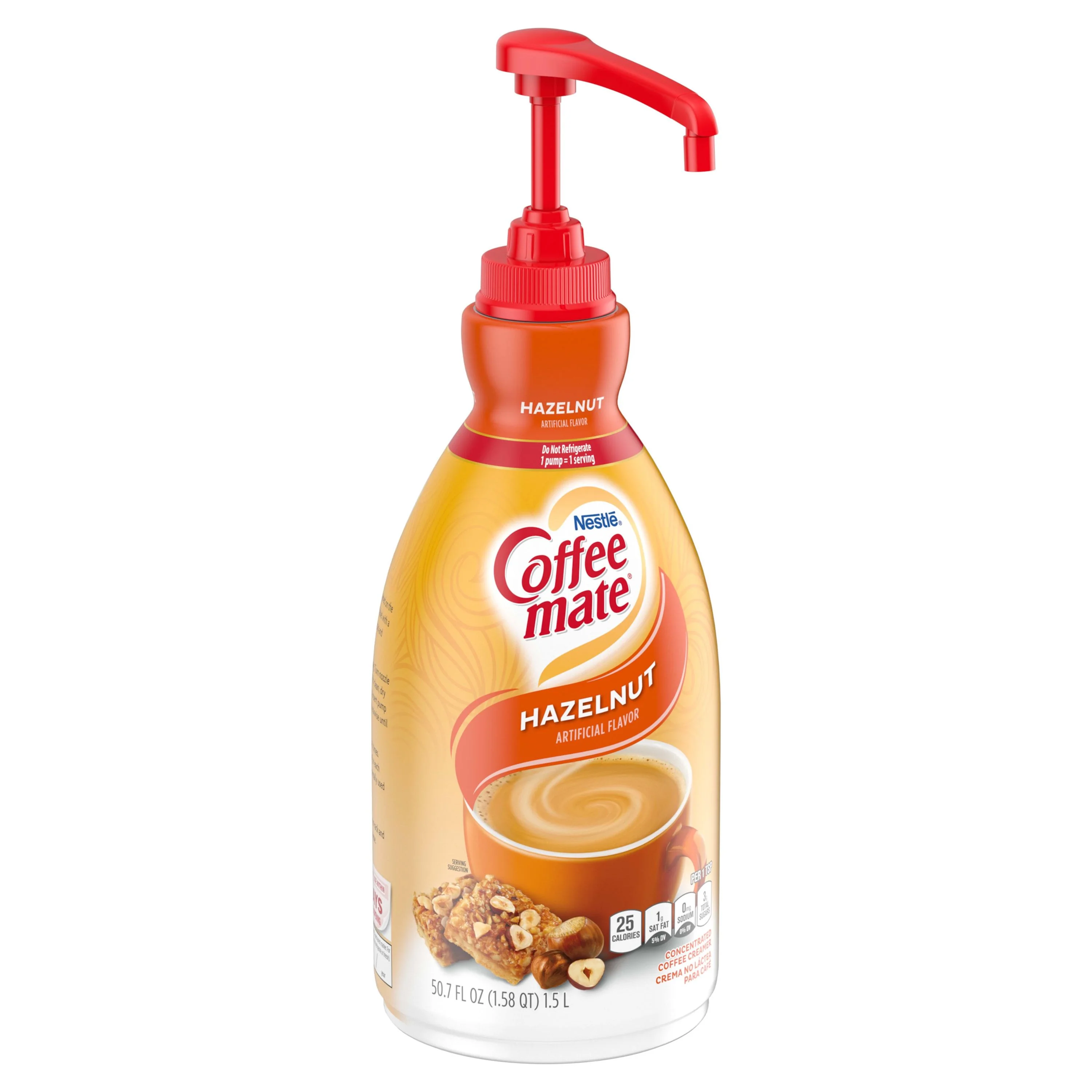 Coffee Mate Hazelnut Liquid Coffee Creamer, Bulk Coffee Creamer Pump Bottle, 50.7 Oz
