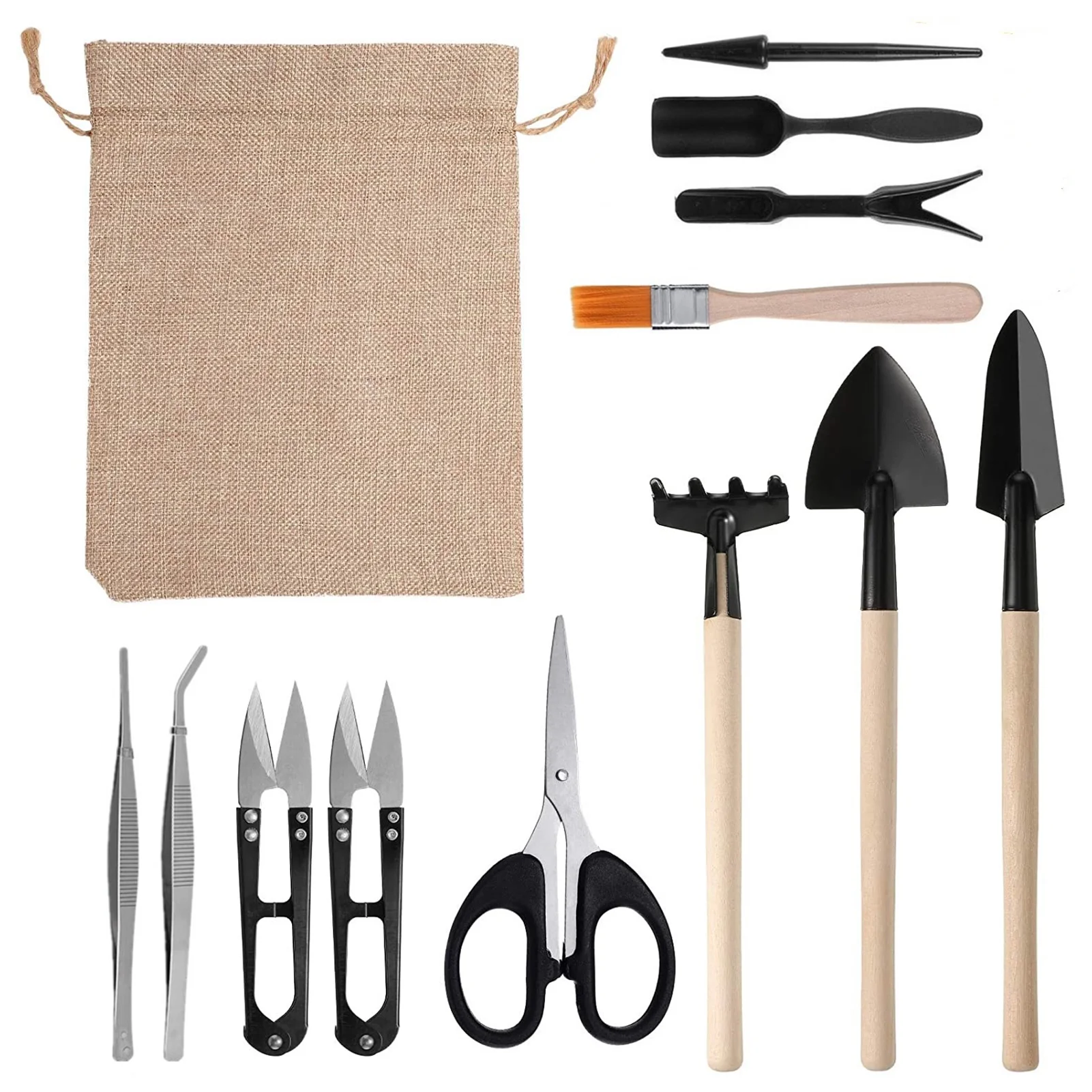 Yabuy Essential 13PCS Garden Planting Tool Set for Succulents and Bonsai Weeding, Digging, and Transplanting Hand Tools
