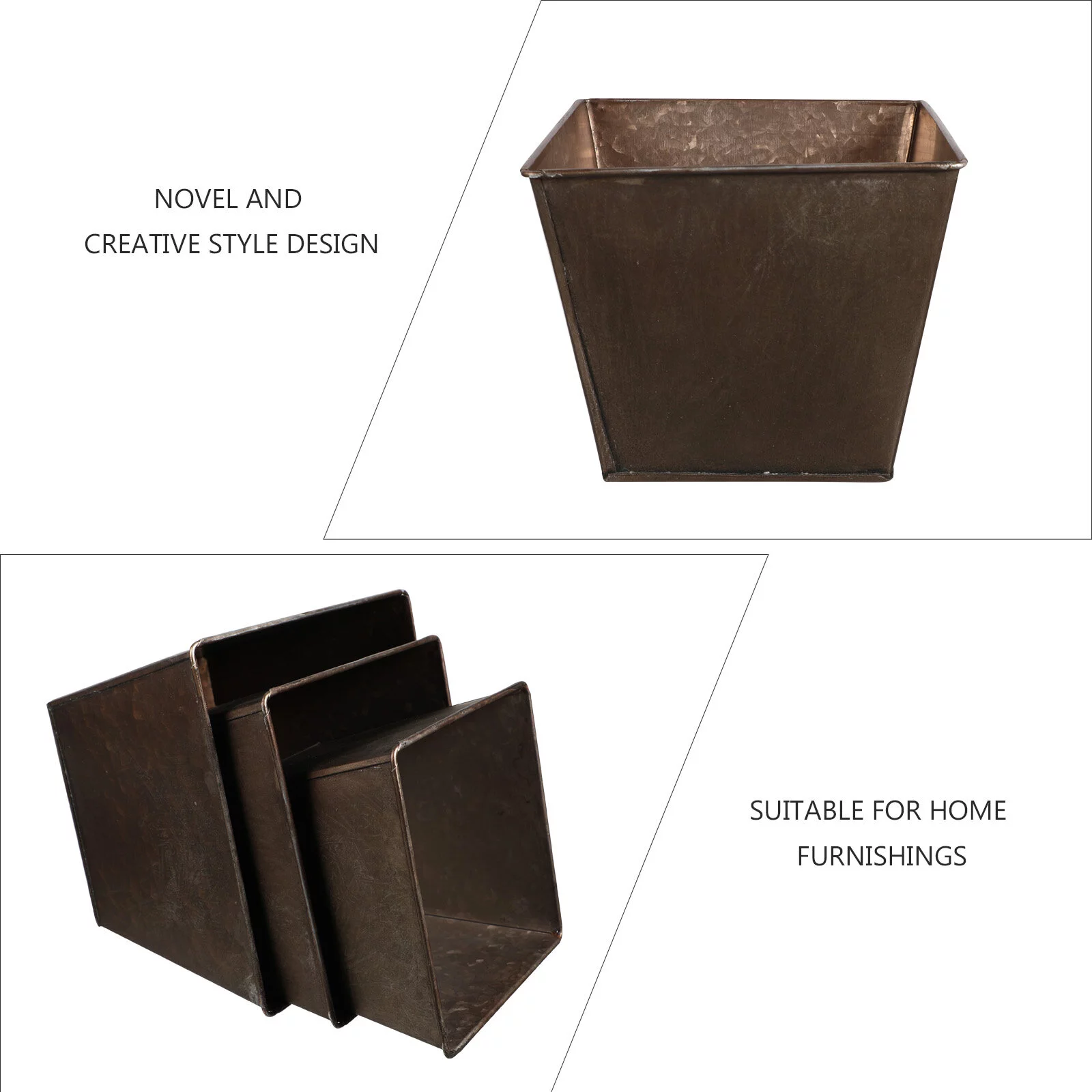 3pcs Square Creative Plant Pot  Planter Antique Iron Flower Bucket