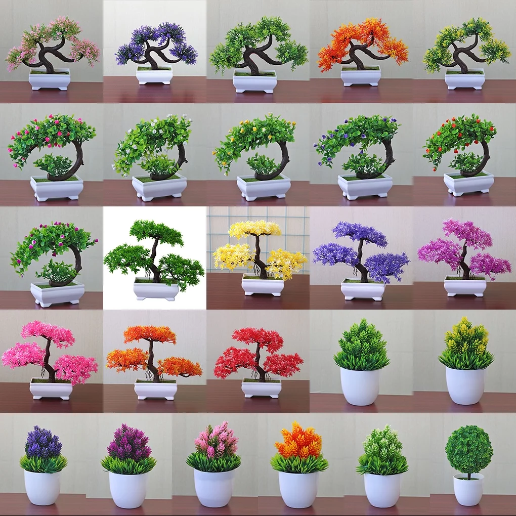 1PC Artificial Plants Bonsai Small Tree Pot Plants Flowers Potted Ornaments For Home Decoration Hotel Garden Decor Yunsong pink