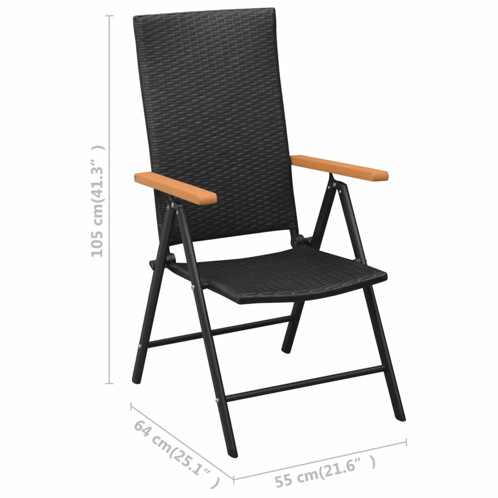 Eccomum Stackable Patio Chairs 2 pcs Poly Rattan Black