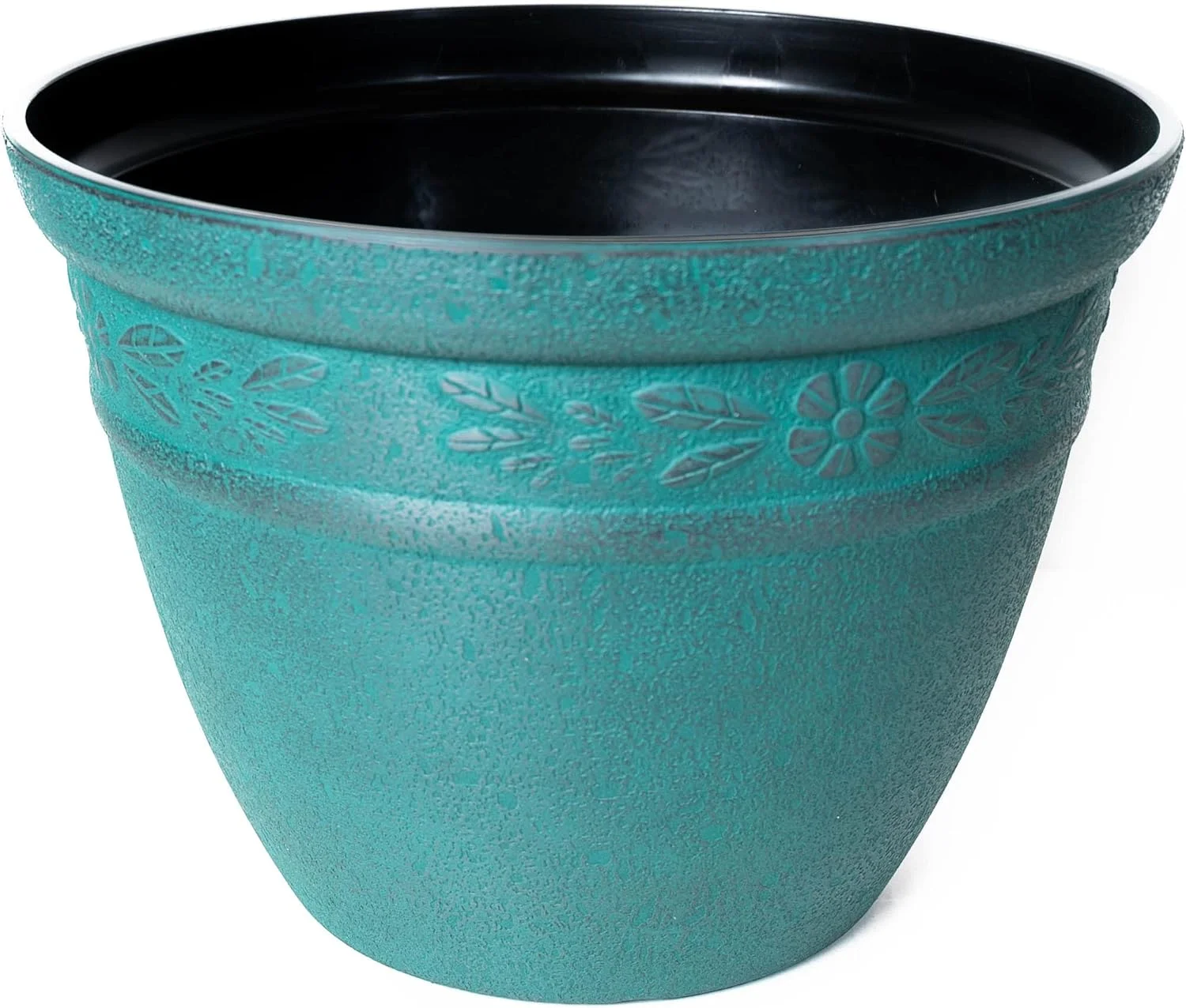 Set of 2 Floral Planter Fancy Victorian Rustic Look Flowerpot Seedlings Nursery for Indoor Outdoor Garden Home Decor Long Lasting Reusable Lightweight Weather Resistant (Patina Large)