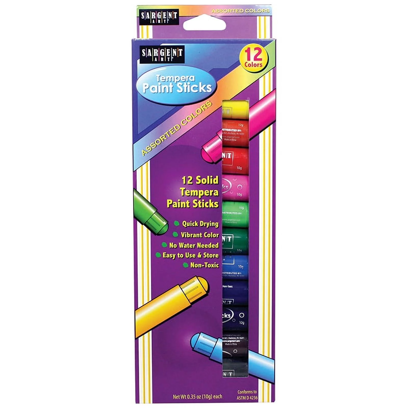 Sargent Art - 12 Tempera Sticks in Assorted Colors