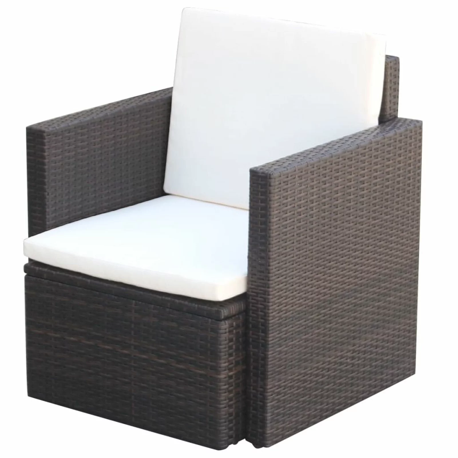 Tomshoo Patio Chair with Cushions and Pillows Poly Rattan Brown
