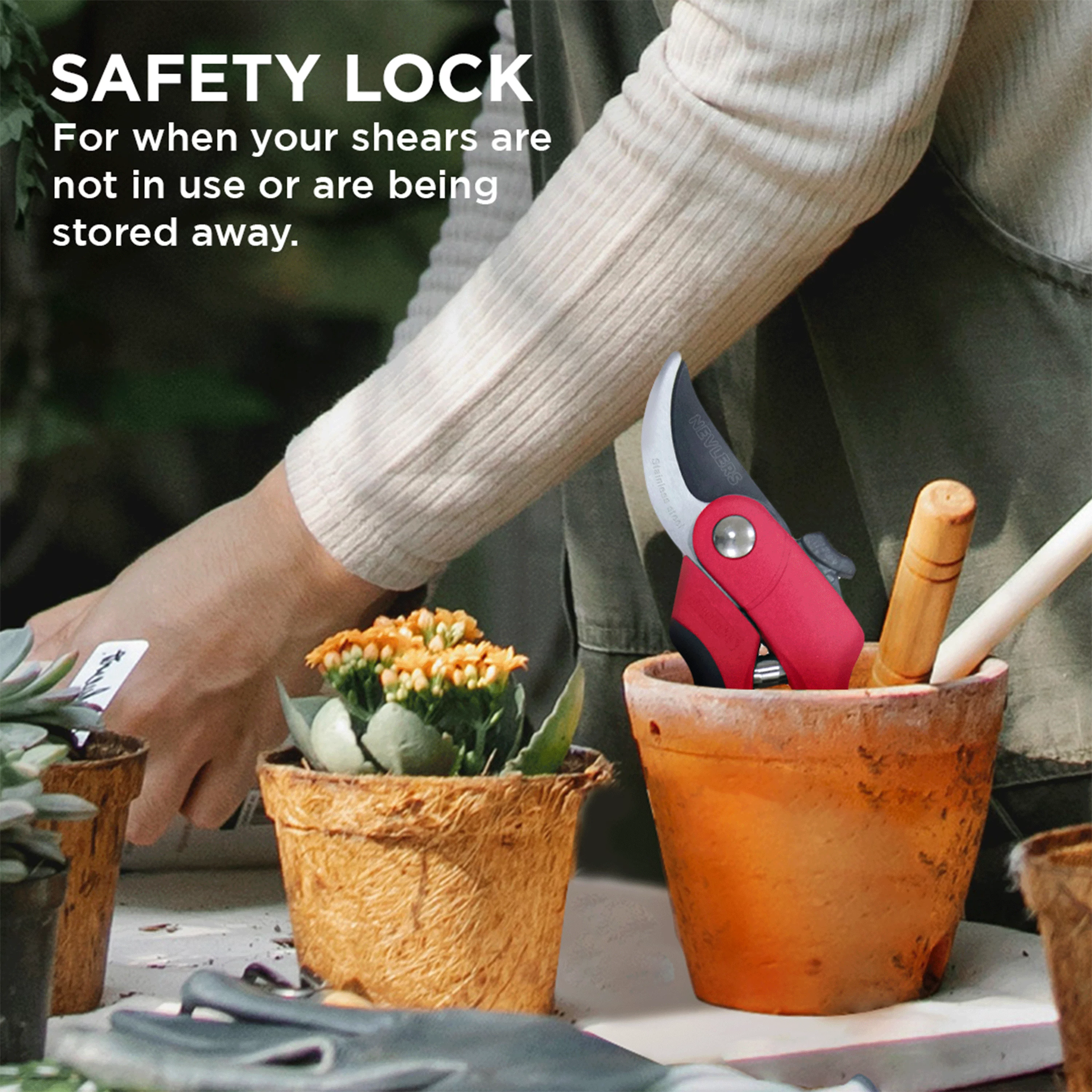 Nevlers 8 in. Red Heavy Duty Bypass Garden Pruning Shears