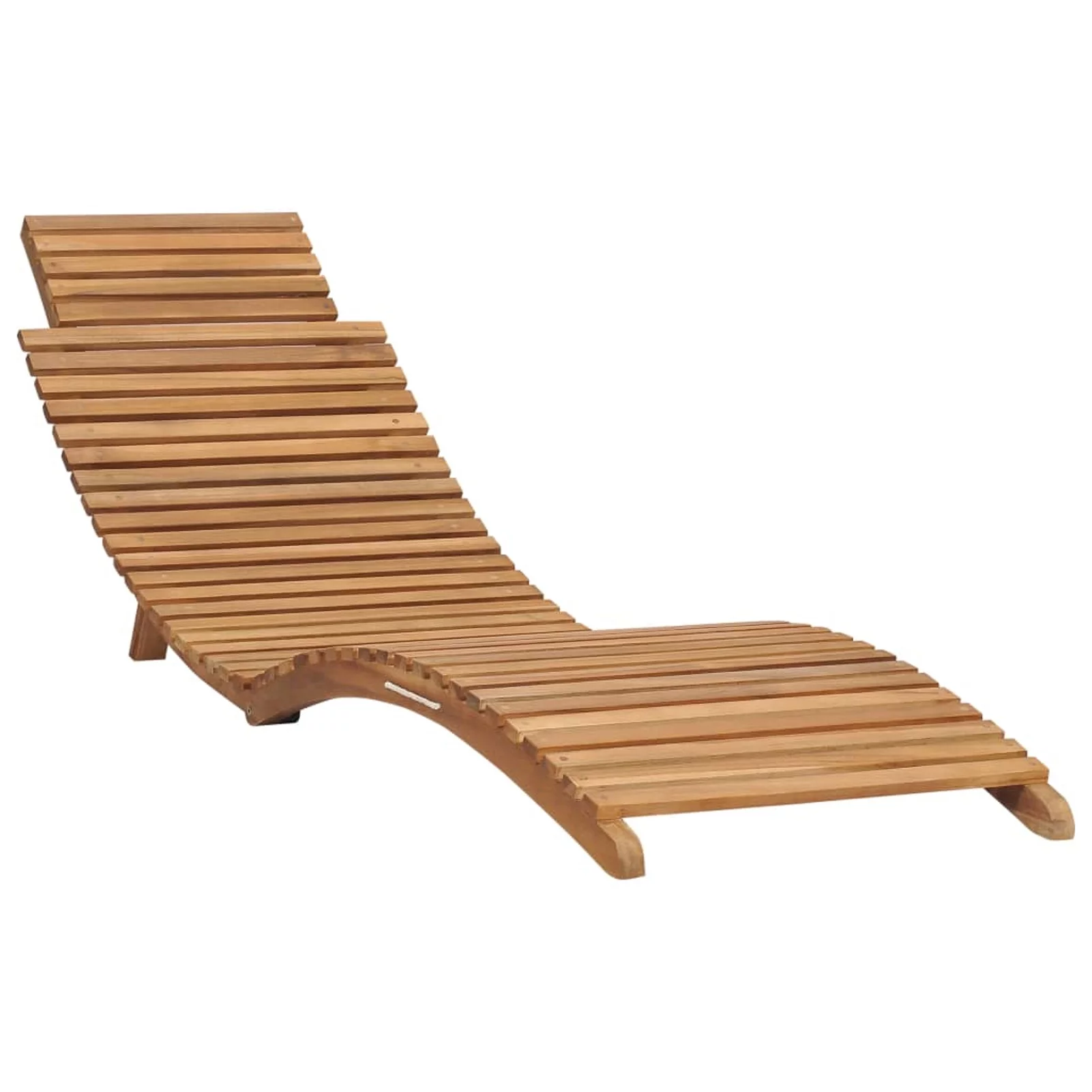 Carevas Folding Sun Lounger with Table Solid Teak Wood