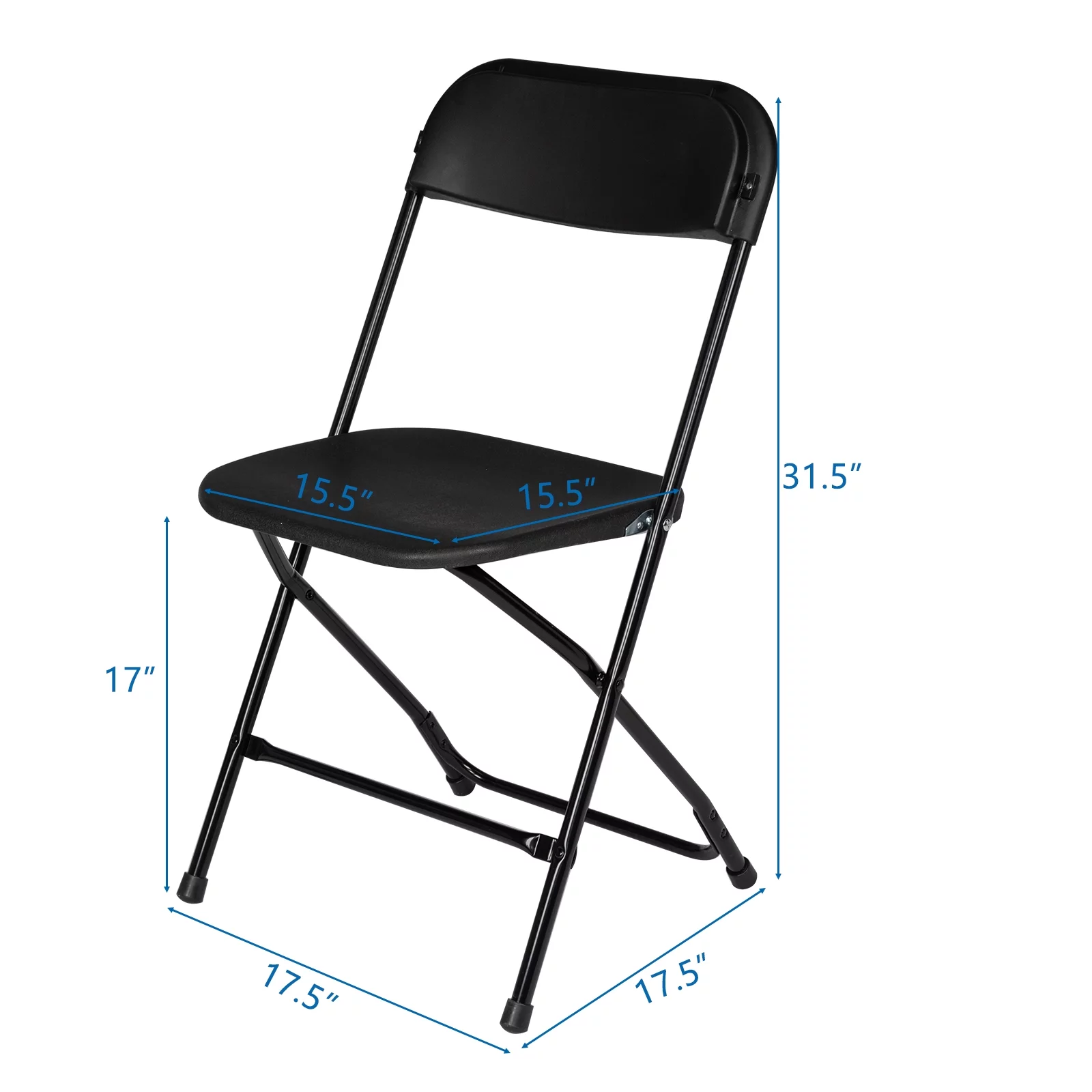 6pcs Injection Molding Classic Garden Plastic Folding Chair Black