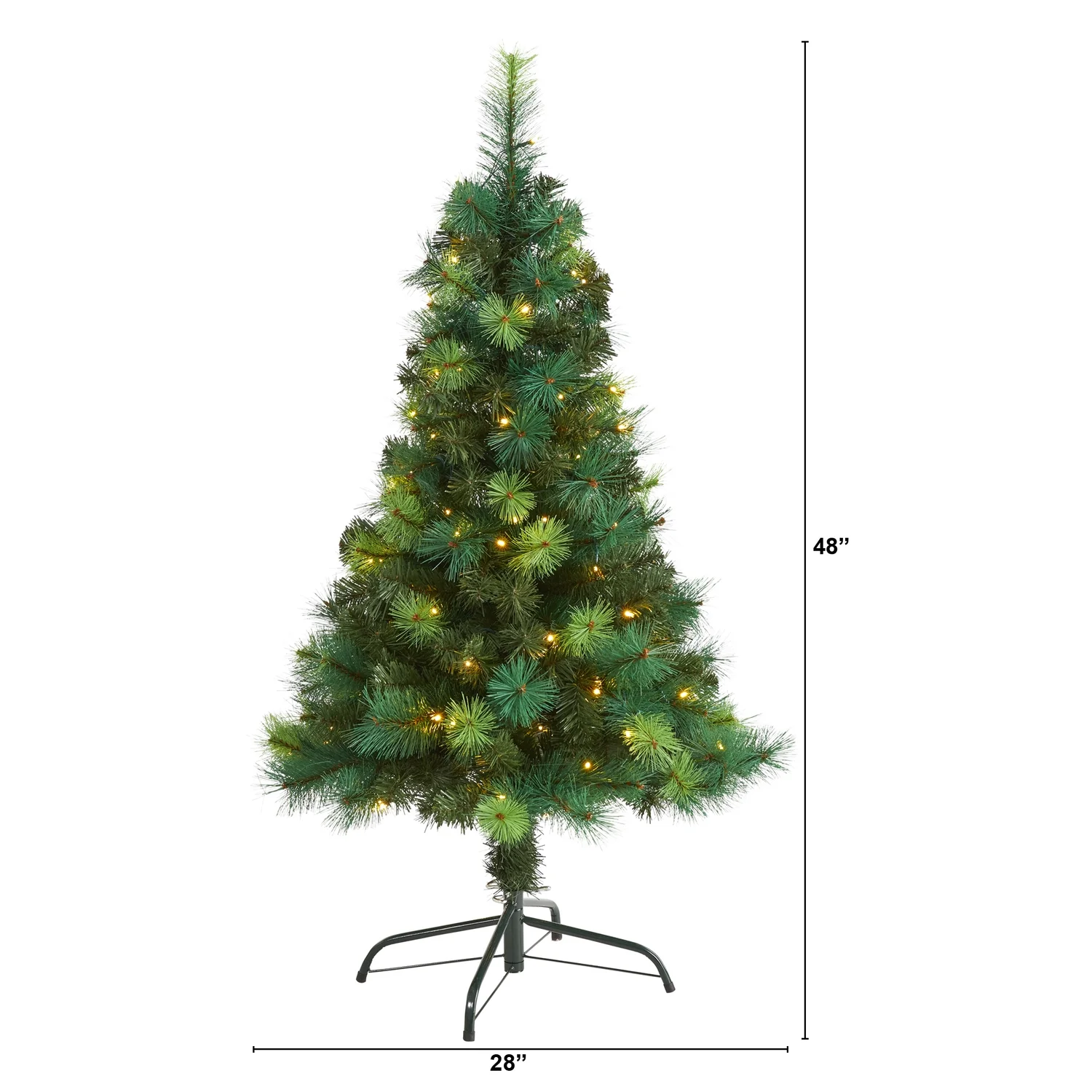 HomeStock Coastal Cottage 4Ft. Assorted Green Scotch Pine Artificial Christmas Tree With 70 Led Lights