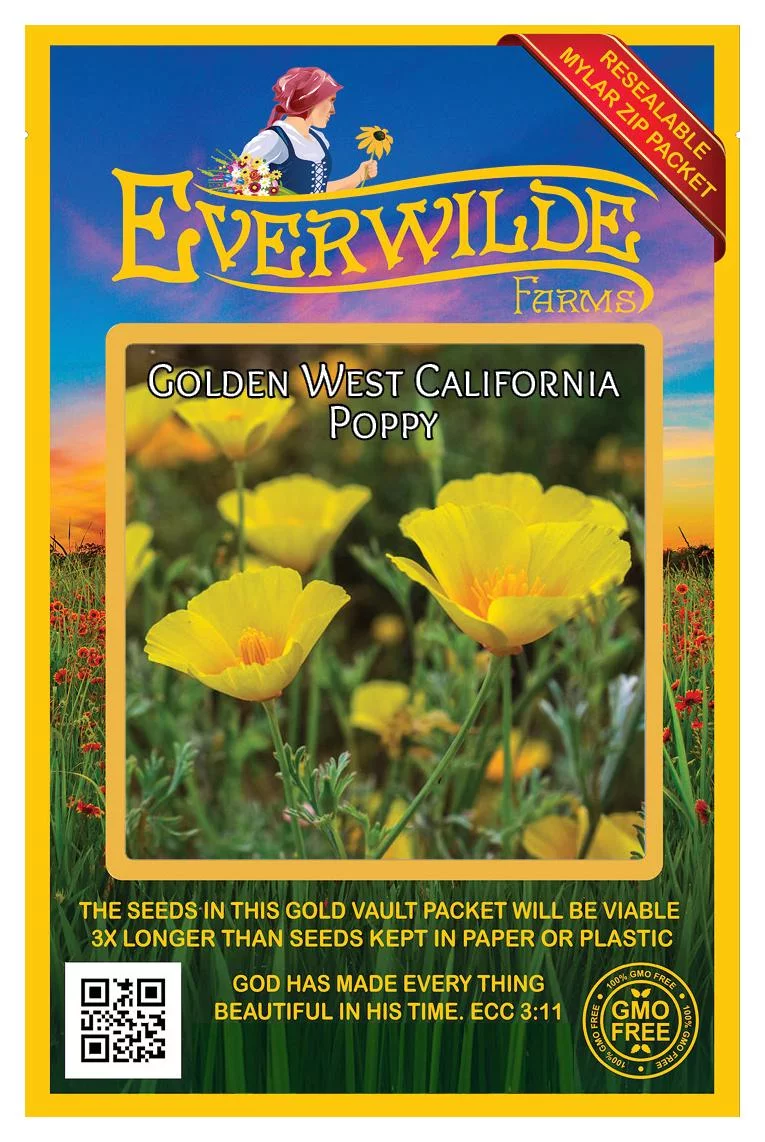 Everwilde Farms - 1000 Golden West California Poppy Garden Flower Seeds - Gold Vault Jumbo Bulk Seed Packet