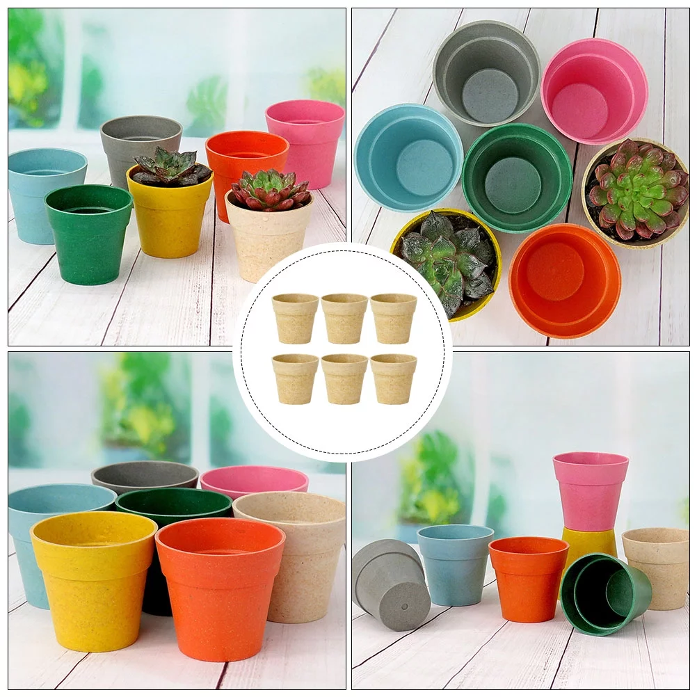 Flower Pot Flowerpot Home Plant Containers Succulent Basin Household Supply Planters Green Plants Flowers Fibres 6 Pcs