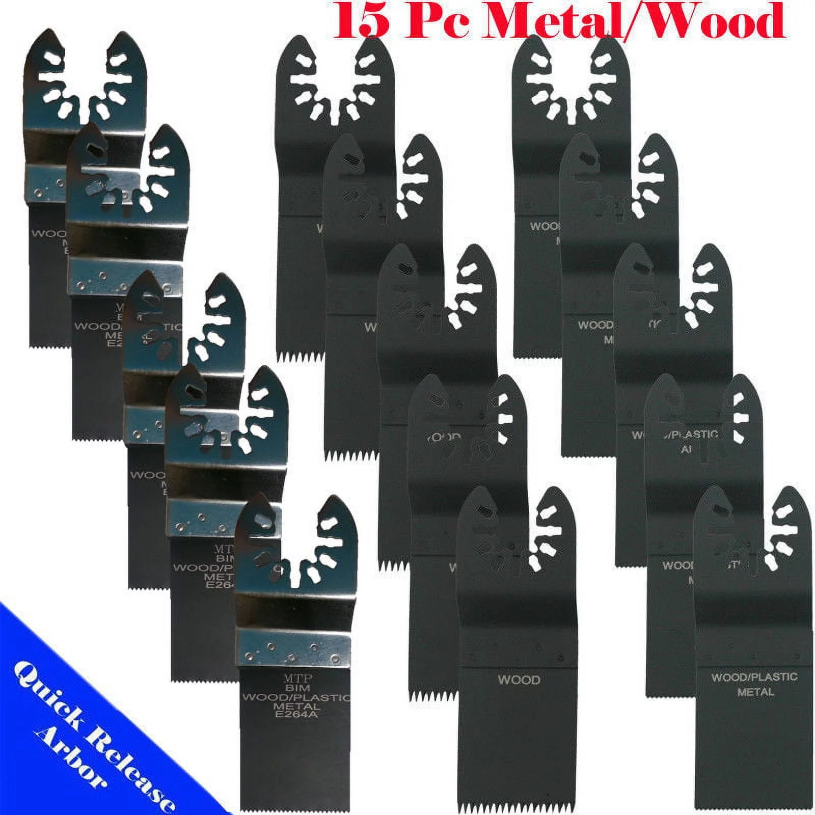 MTP ® 15X Bi metal  Wood  Quick Release Arbor Universal Fit Multi Tool Oscillating Multitool Wood Saw Blade for Craftsman Milwaukee Ridgid  Porter Cable Black & Decker Dewalt Fein Bosch Makita