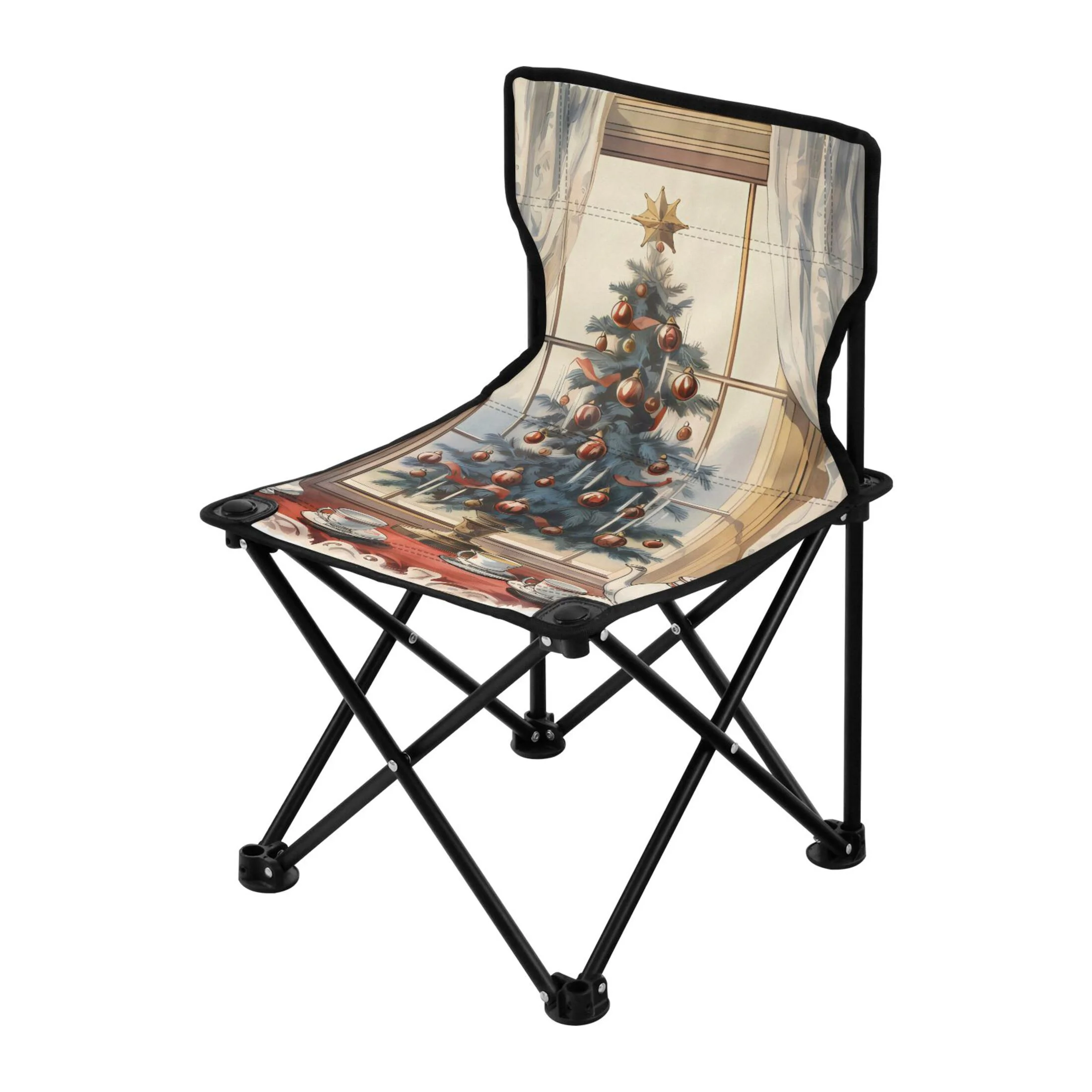 Christmas Tree Portable Camping Chair Outdoor Folding Beach Chair Fishing Chair Lawn Chair with Carry Bag Support to 220LBS