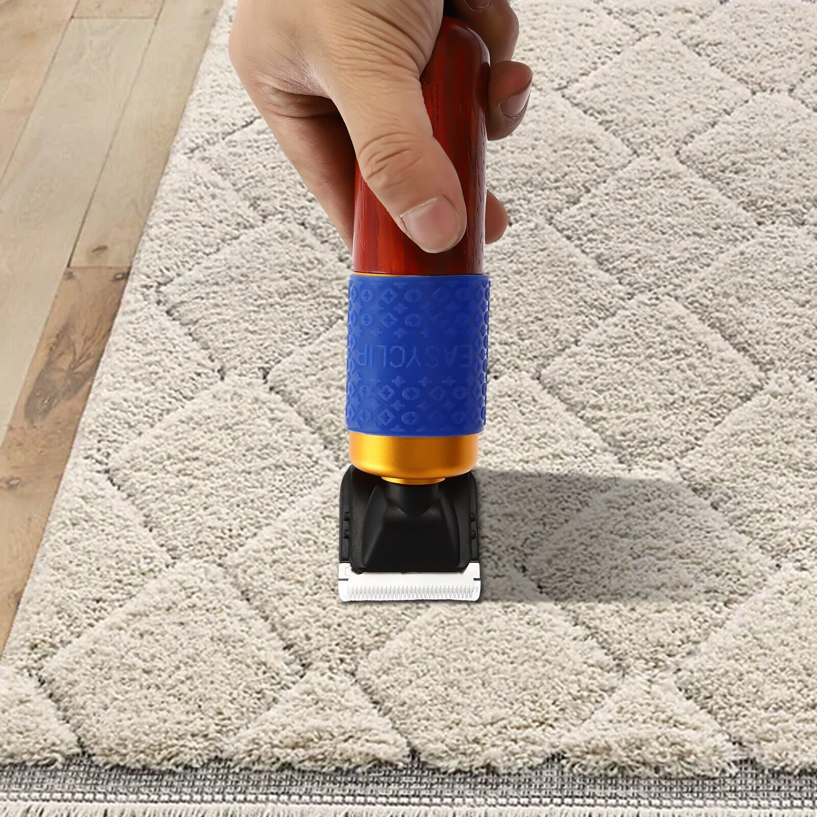 Electric Carpet Trimmer with Shearing Guide, Carpet Shears Low Noise Vibration Rug Trimmer with 2 Blades & Carrying Case