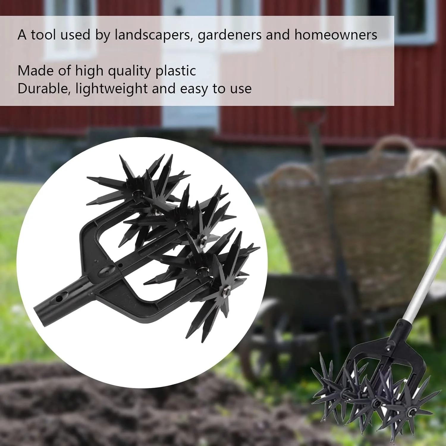 Durable Garden Soil Scarifier Rotary Cultivator Tool for Wear Resistant 2-in-1 Ventilated Tilling and Loosening in the Garden