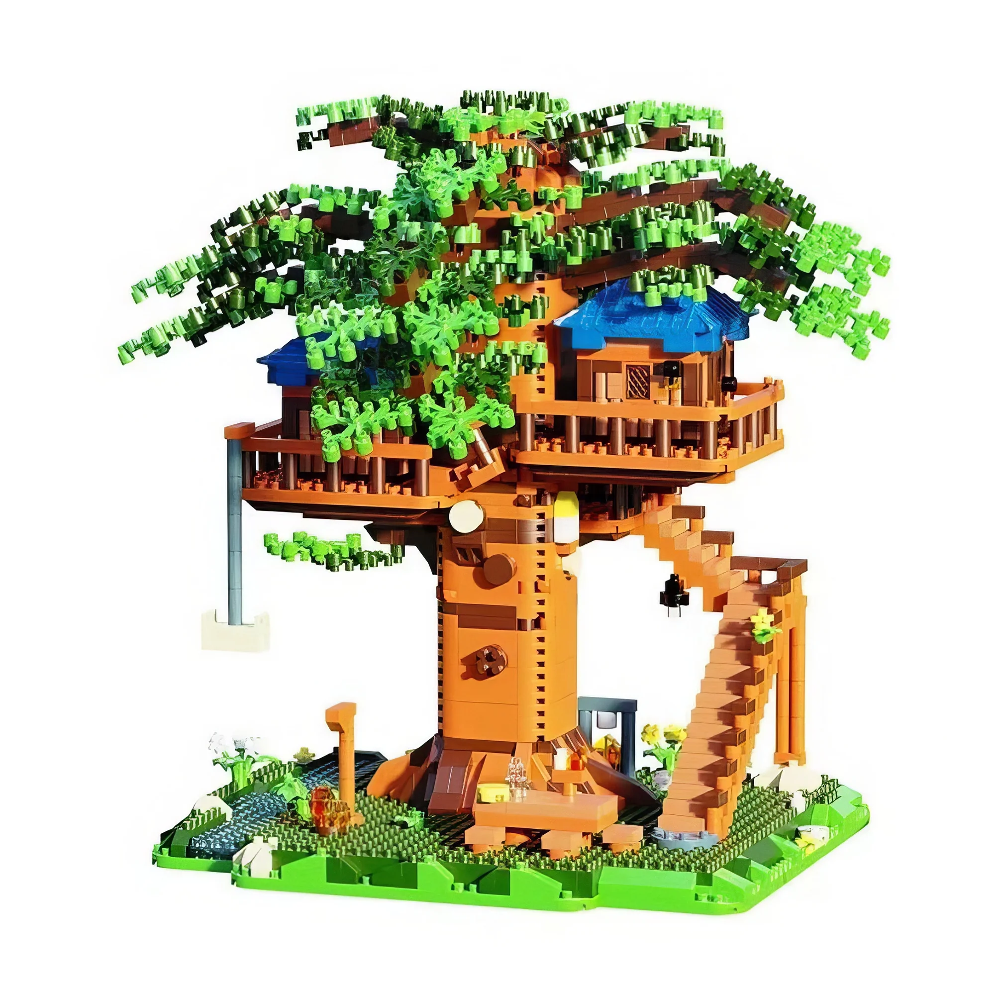 HI-REEKE Forest Building Block Set Tree House Building Kit Toy for Kid Adult Green
