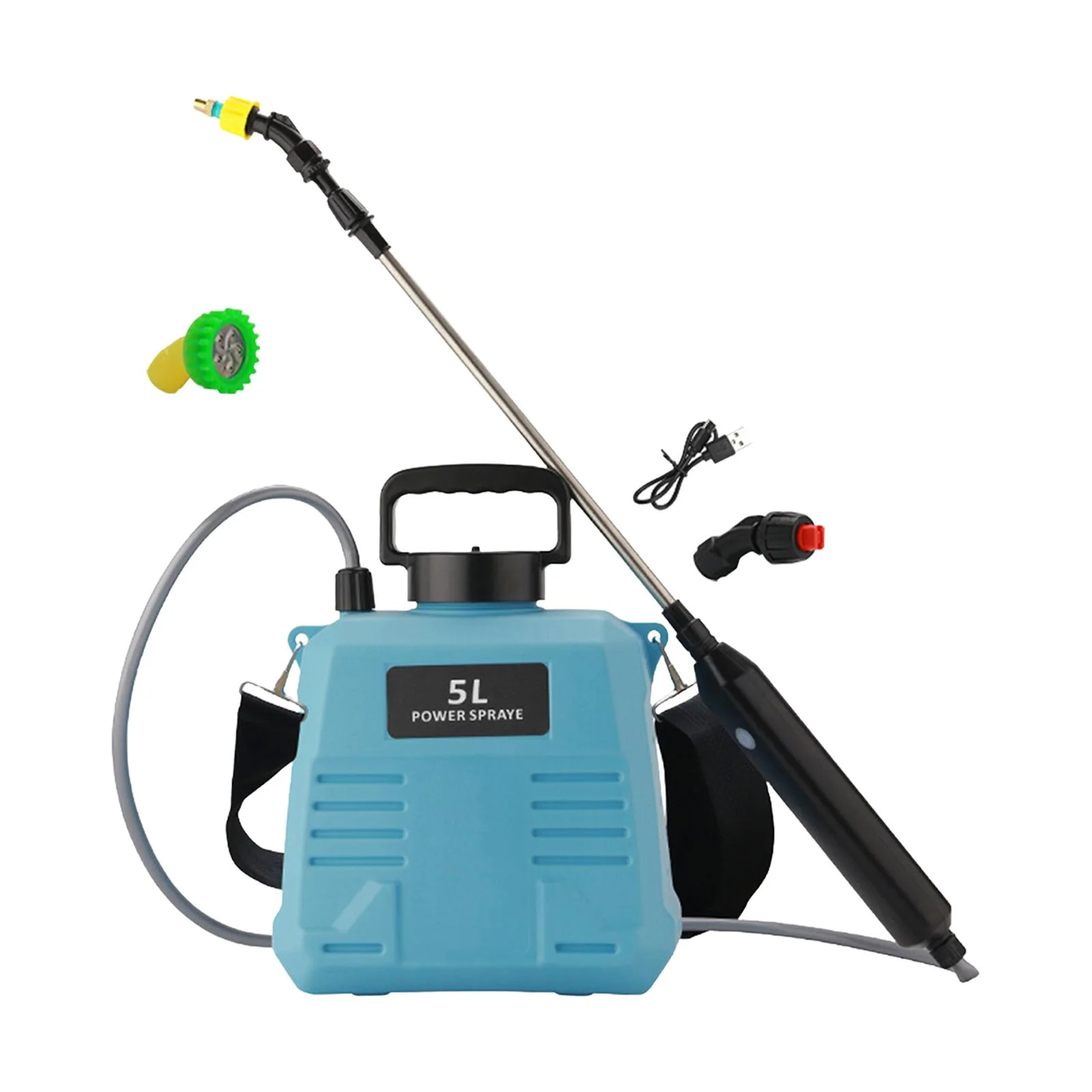 Colaxi Electric Pump Sprayers Garden Sprayer with 3 Mist Nozzles Portable Versatile Telescopic Wands Water Sprayer for Home Cleaning 5L Blue