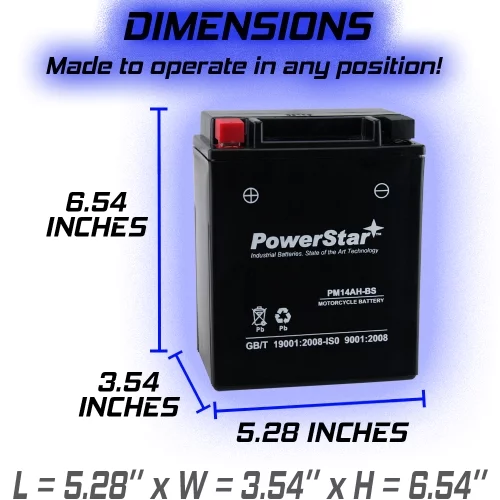 PowerStar YTX14AH-BS ATV Battery Compatible with Polaris ACE 570 SP