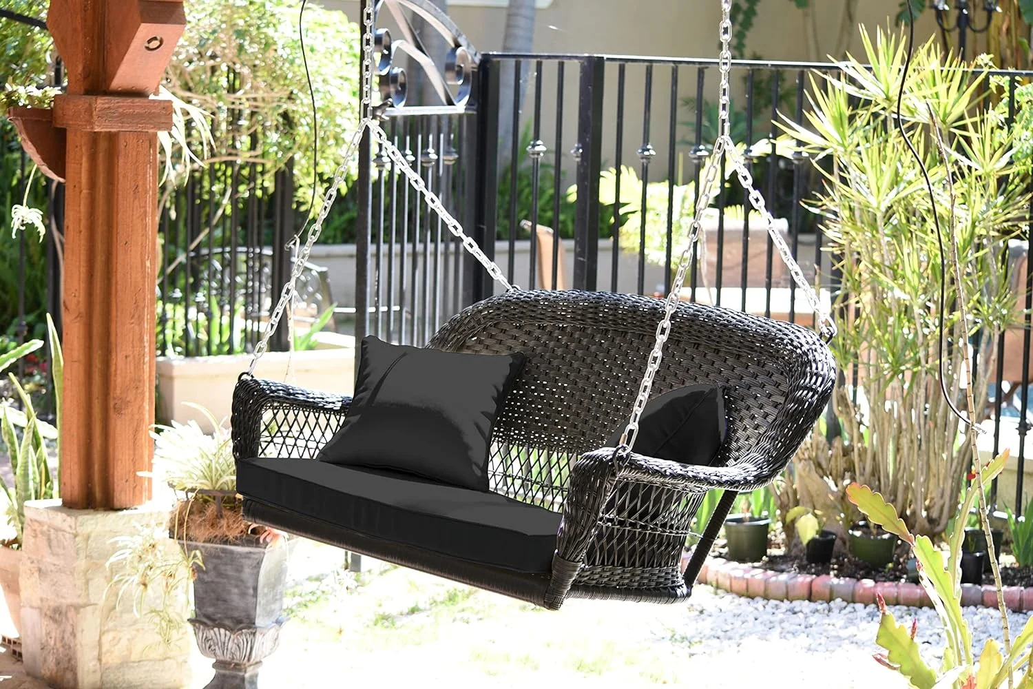 Wicker Porch Swing, Black