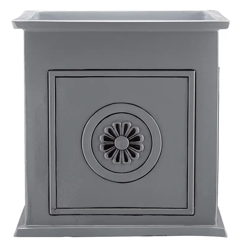 True Temper CMX-091868 Colony Planter, 16 in H, 16 in W, 16 in D, Square, Ceramic, Neutral Gray, Gloss
