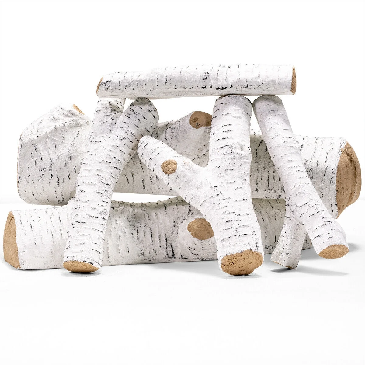 White Modern Fake Fireplace Fire Log Set