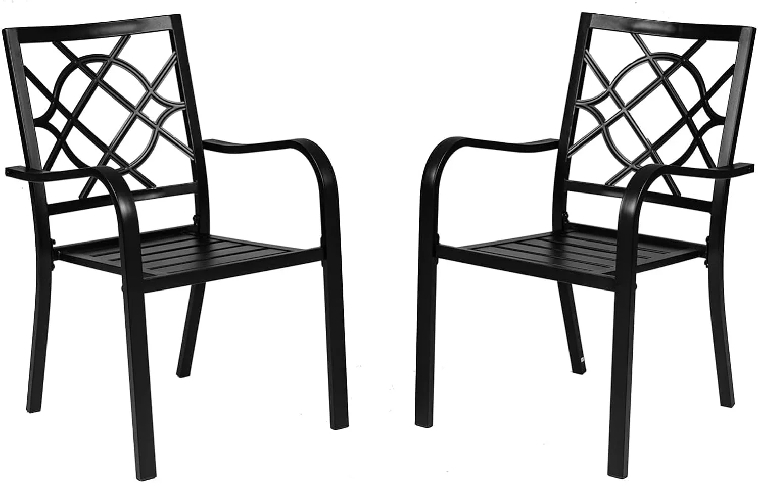Crownland Patio Wrought Iron Dining Chairs Set of 4, Outdoor Bistro Stackable Metal Chairs with Armrests for Garden, Poolside, Backyard (Black)