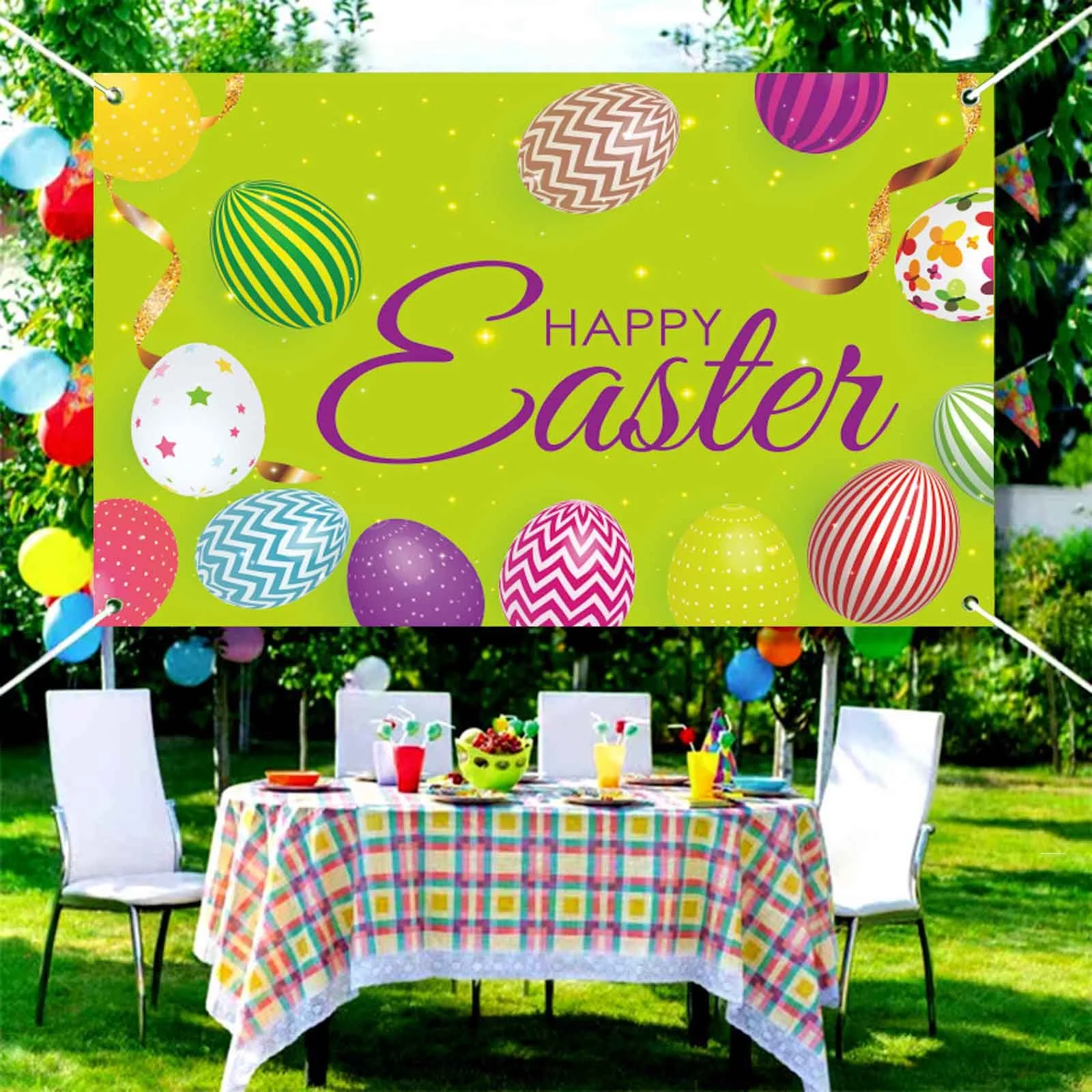 LLQkigsxse Happy Valentine Banners Front Porch Easter Background Fabric Flower Eggs Monogram Banner Festive Home Patio Decoration Party Photo Setup Props Birthday Gifts For Mom