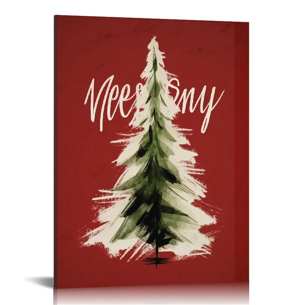 FLORID Rustic Vintage Farmhouse Holiday Wall Decor Norway Spruce Scotch Pine - Winter Pine Bathroom Print Poster - Christmas Tree Wall Art Gallery Wall - Snowy Winter - Aesthetic Botanical Picture