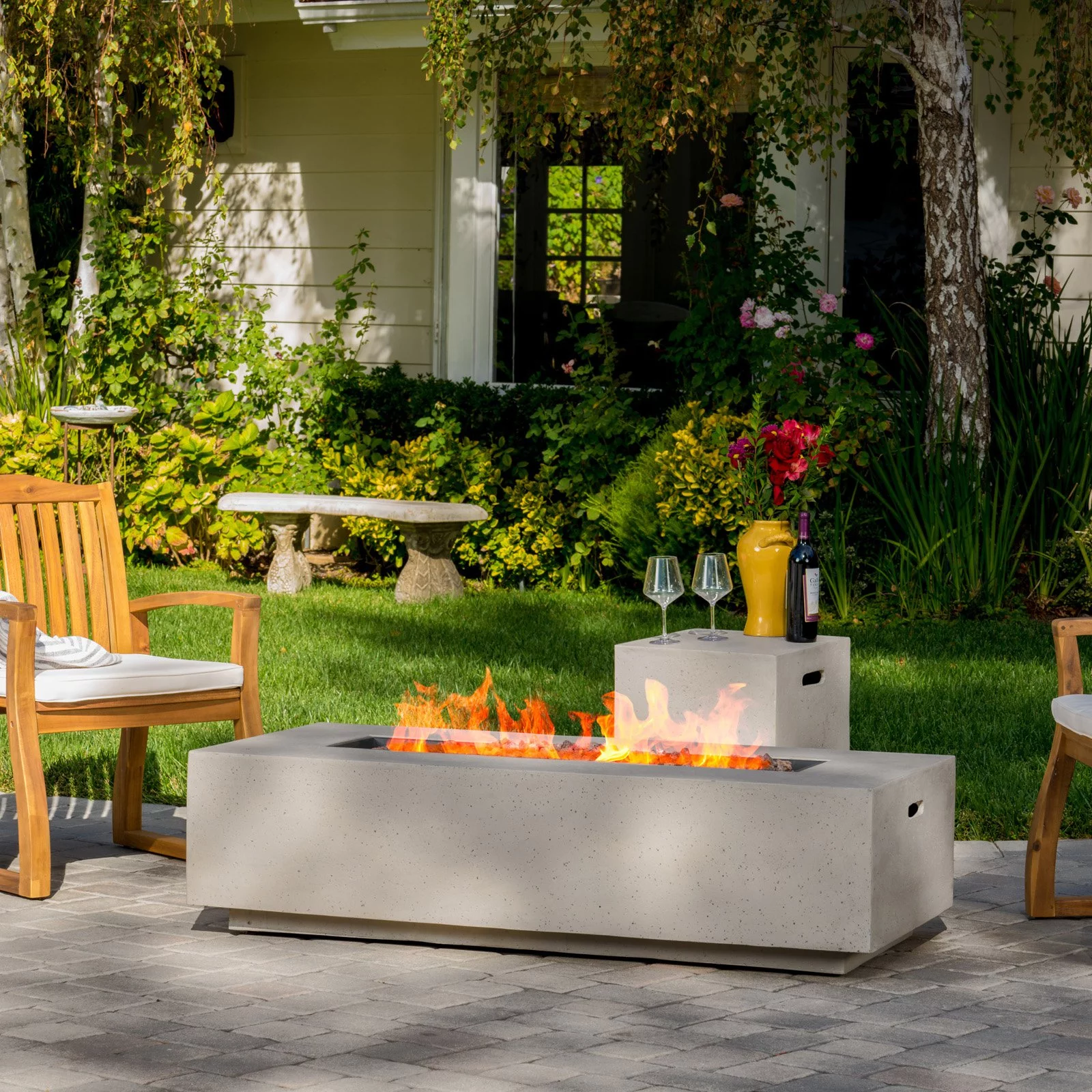 Jaxon Outdoor Fire Table with Lava Rocks and Tank Holder