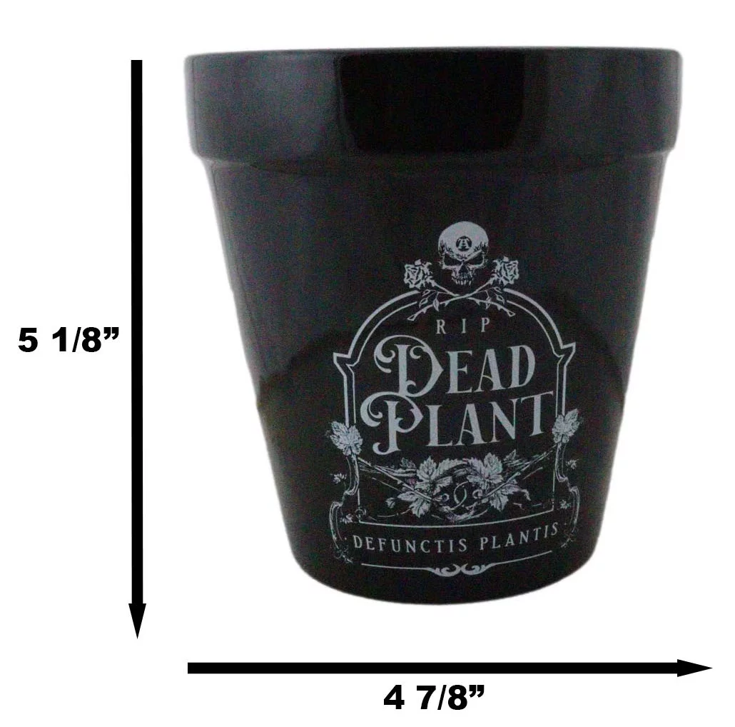Dead Plant RIP Skull Grave Tombstone Wicca Witch Flower Herbs Planter Pot