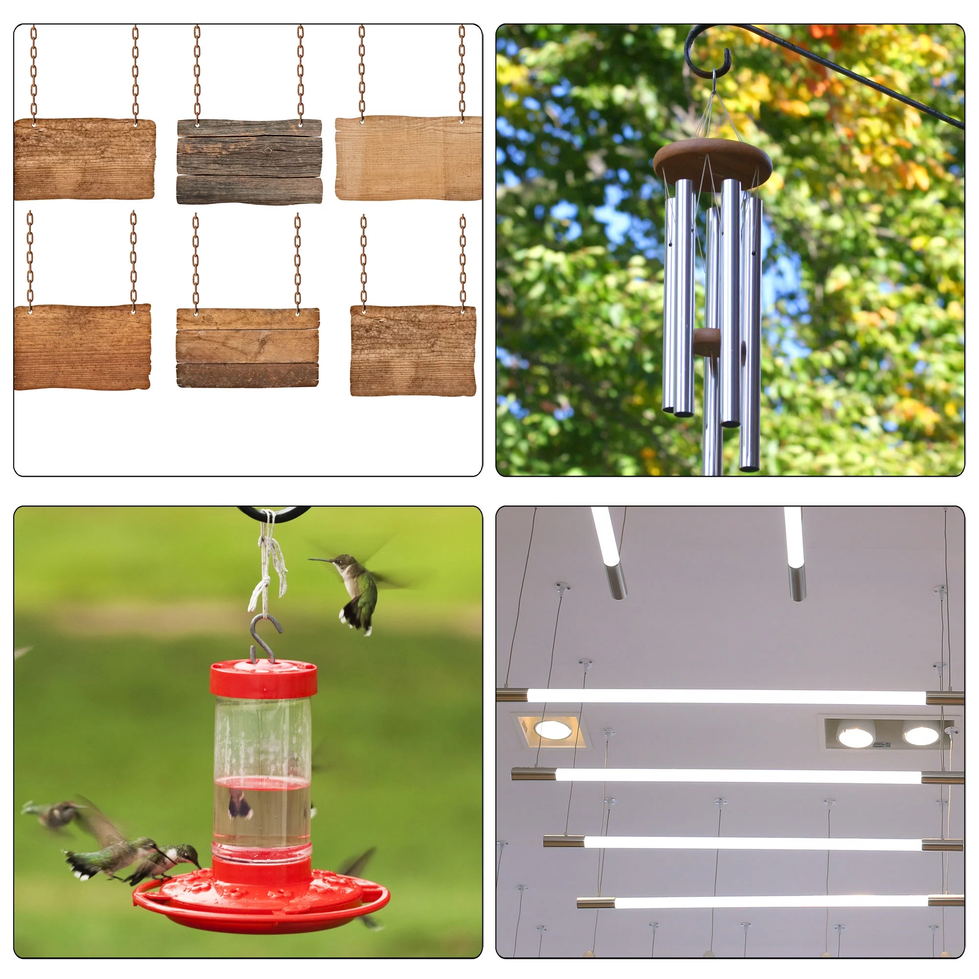 Uxcell 7.87 inch Signboard Garden Plant Basket Clips Hangers Hanging Chain Stainless Steel Silver Tone 4pcs