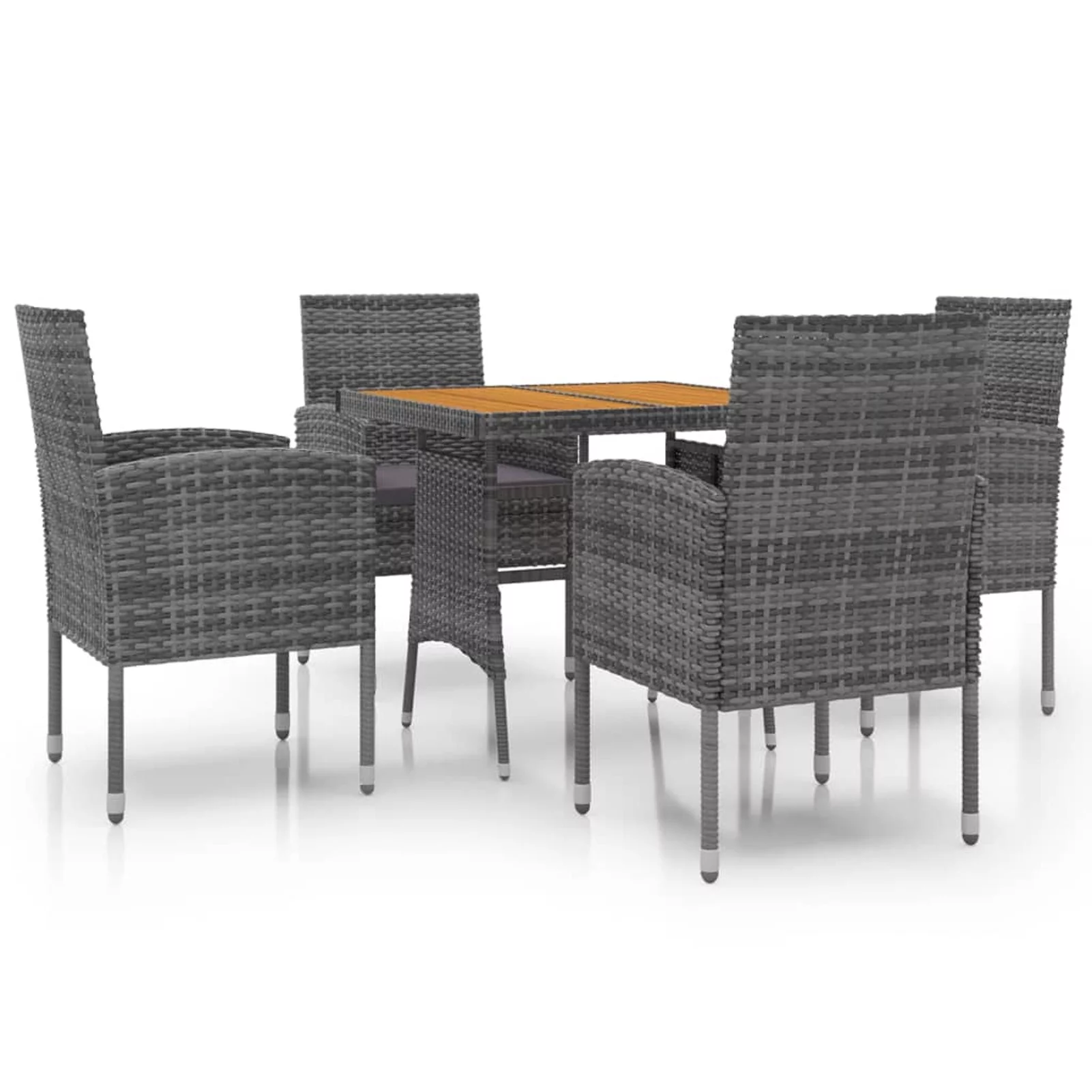 Irfora 5 Piece Patio Dining Set Poly Rattan Gray