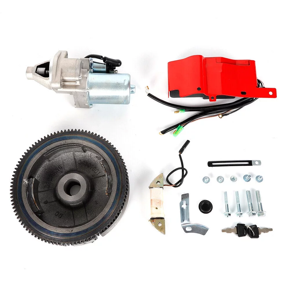 YIYIBYUS Electric Start Motor with Solenoid FlyWheel Ignition Box Kit Fit Honda GX390 13HP,GX340 11HP Engine